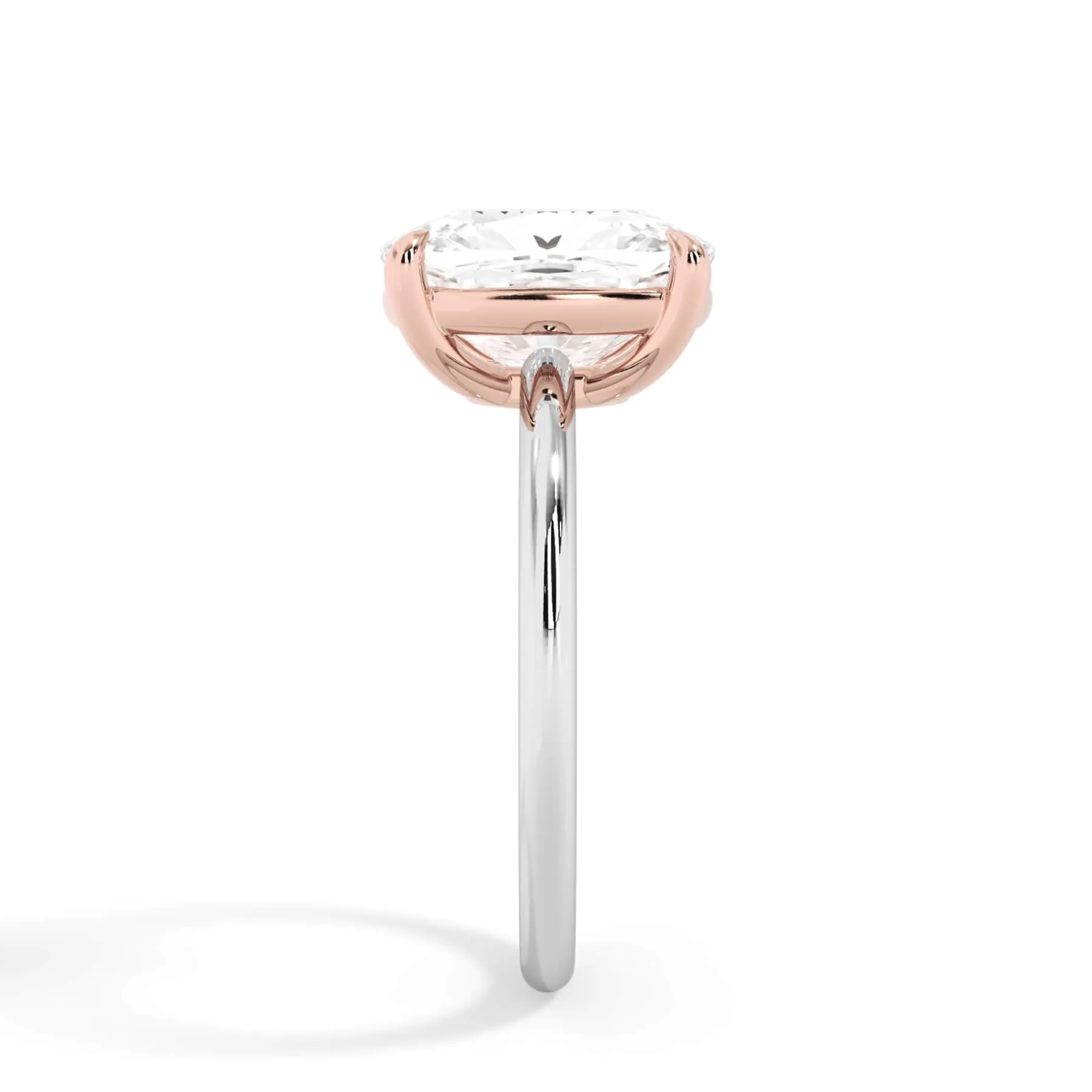 Two-Tone Basket Style Solitaire Engagement Ring - Rose Gold Head