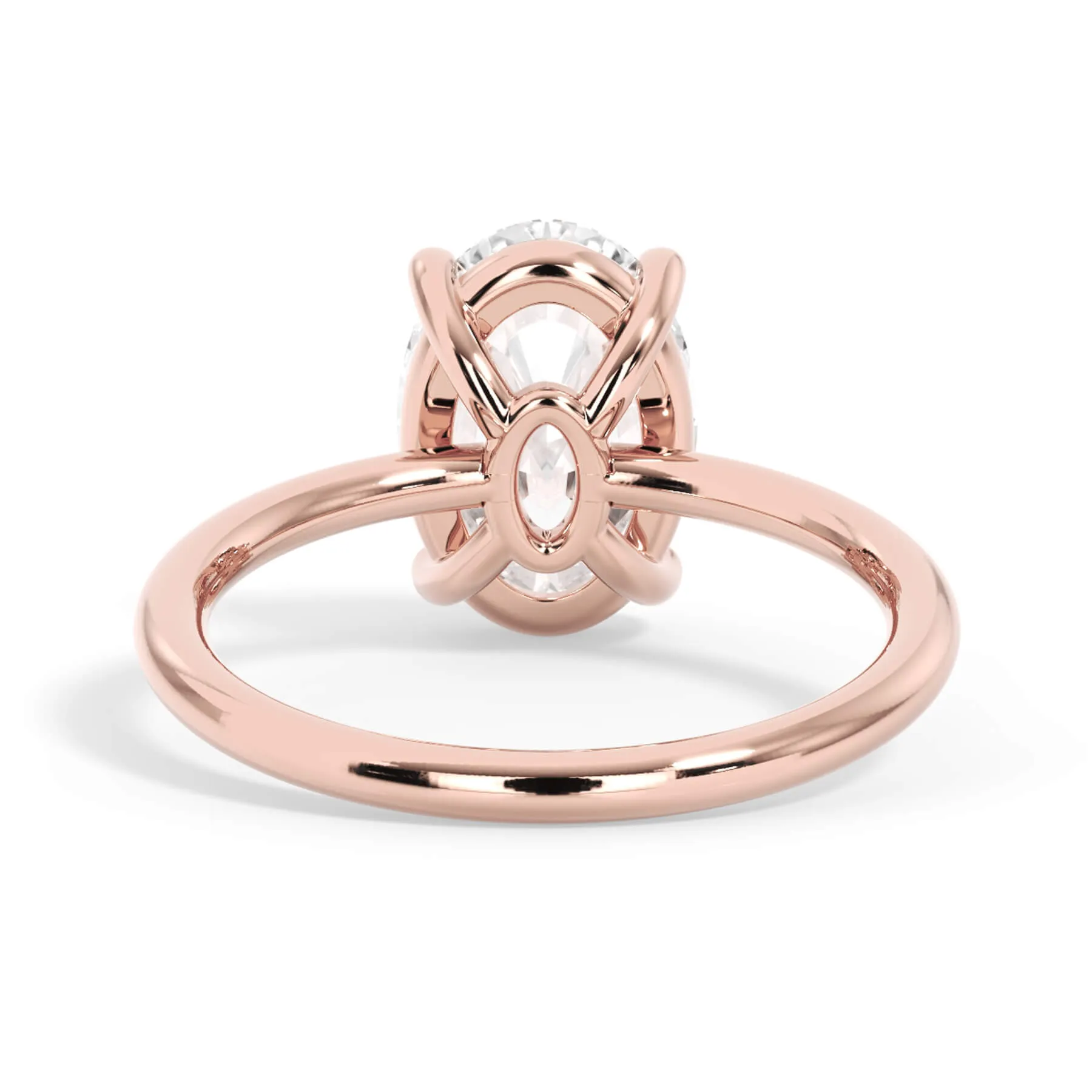 Two-Tone Basket Style Solitaire Engagement Ring - Rose Gold Head