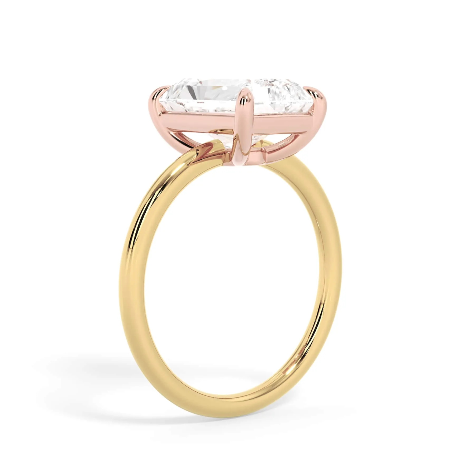 Two-Tone Basket Style Solitaire Engagement Ring - Rose Gold Head