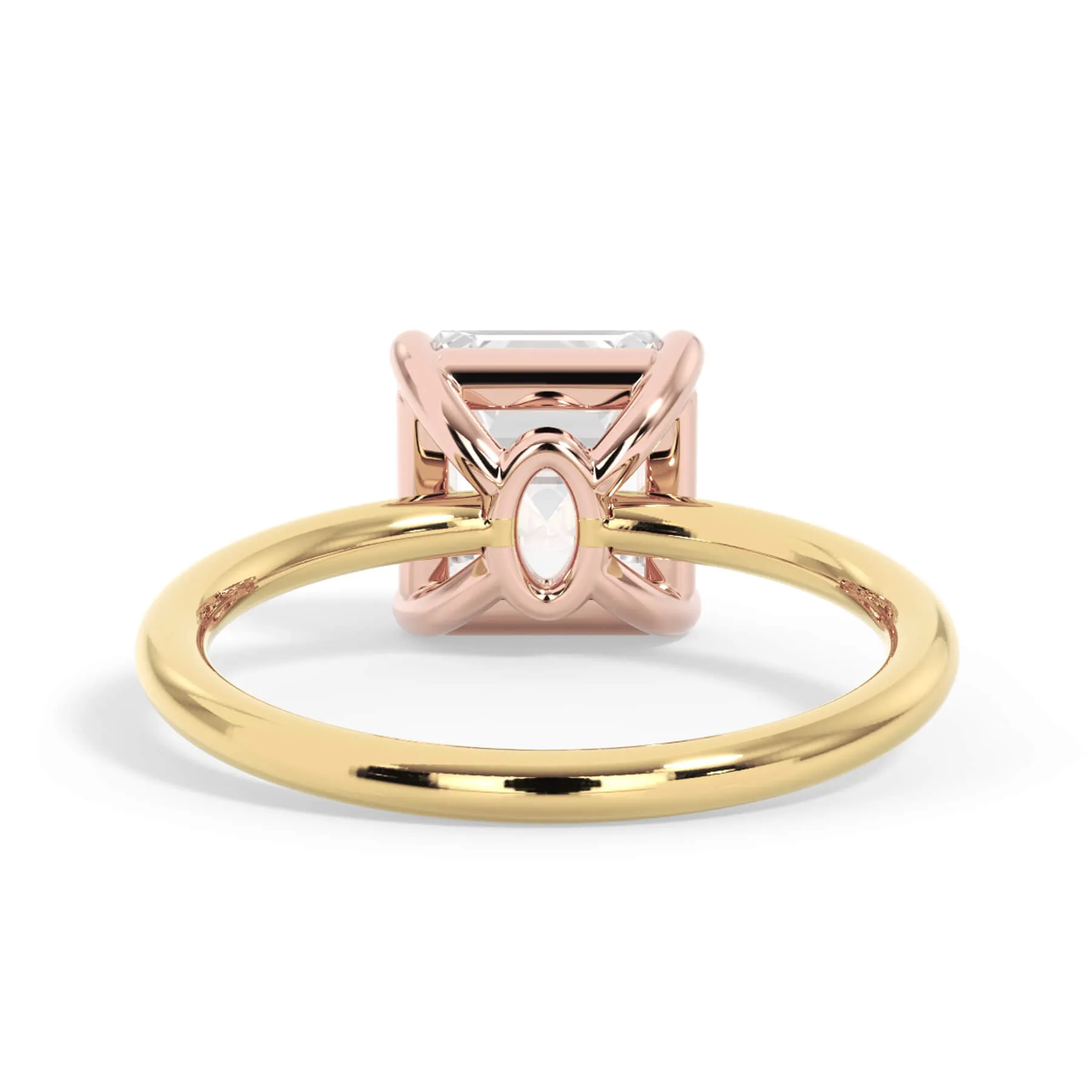 Two-Tone Basket Style Solitaire Engagement Ring - Rose Gold Head