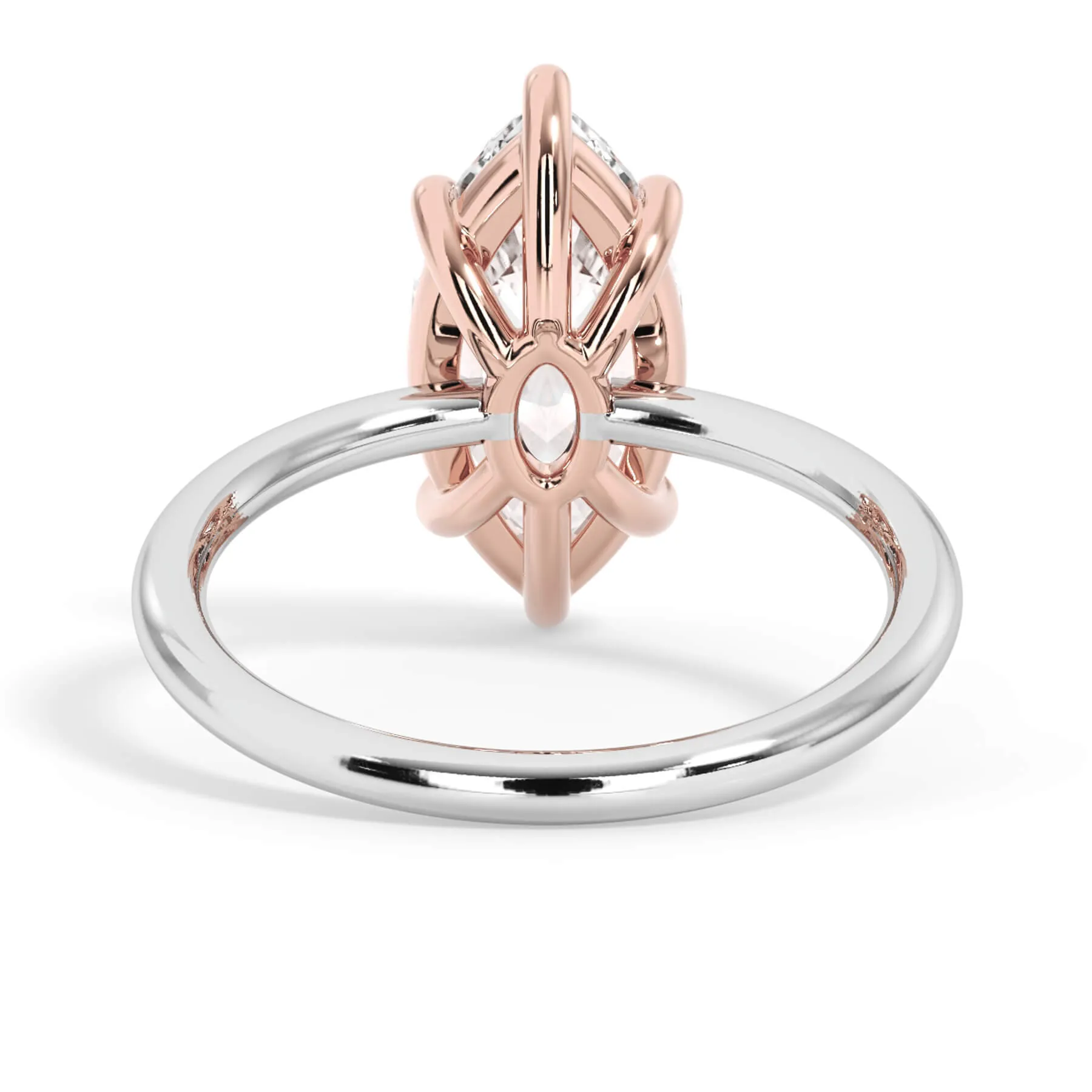 Two-Tone Basket Style Solitaire Engagement Ring - Rose Gold Head