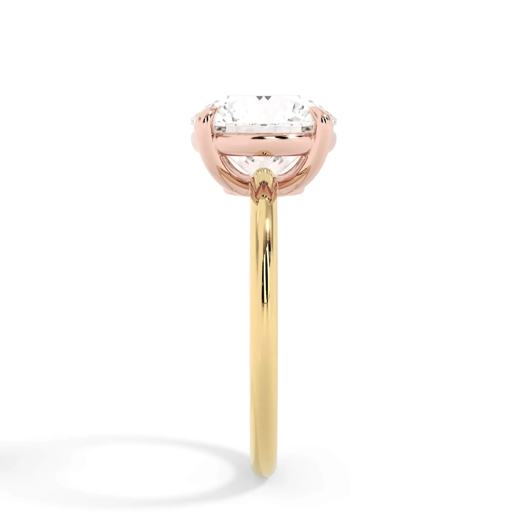 Two-Tone Basket Style Solitaire Engagement Ring - Rose Gold Head