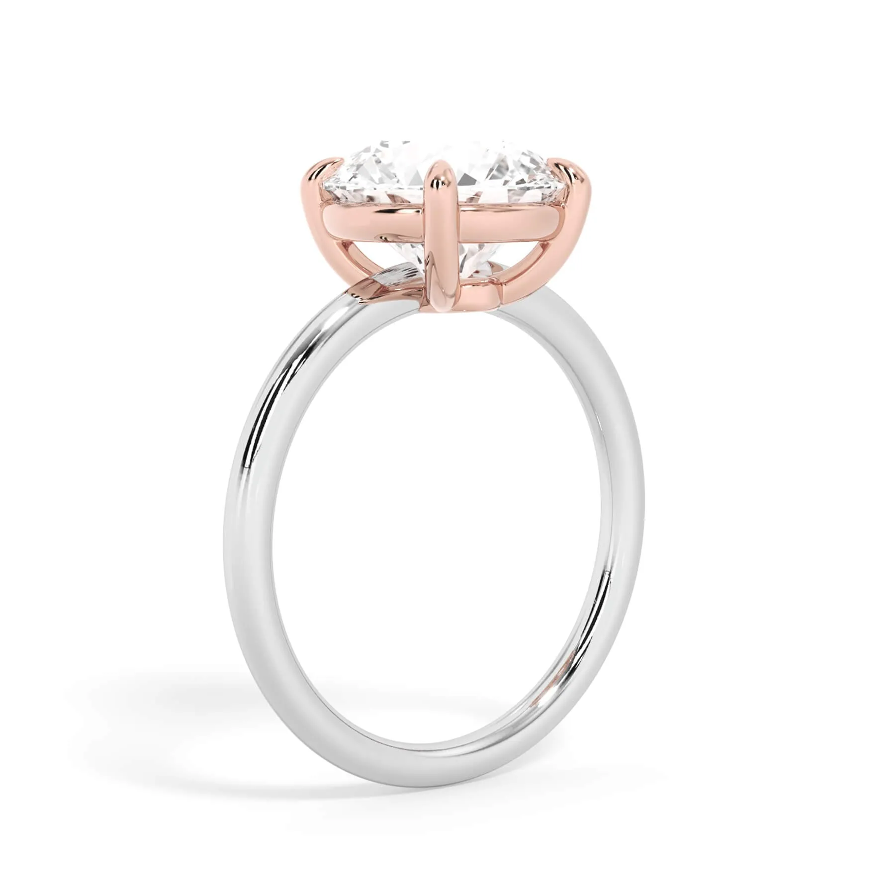 Two-Tone Basket Style Solitaire Engagement Ring - Rose Gold Head