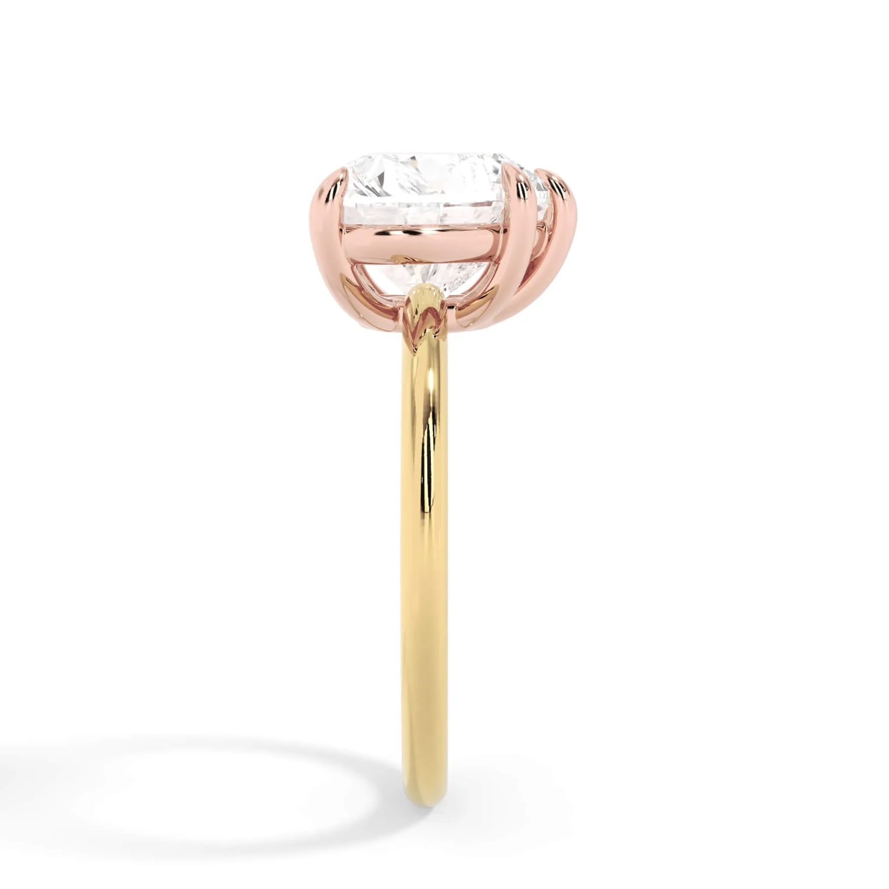 Two-Tone Basket Style Solitaire Engagement Ring - Rose Gold Head