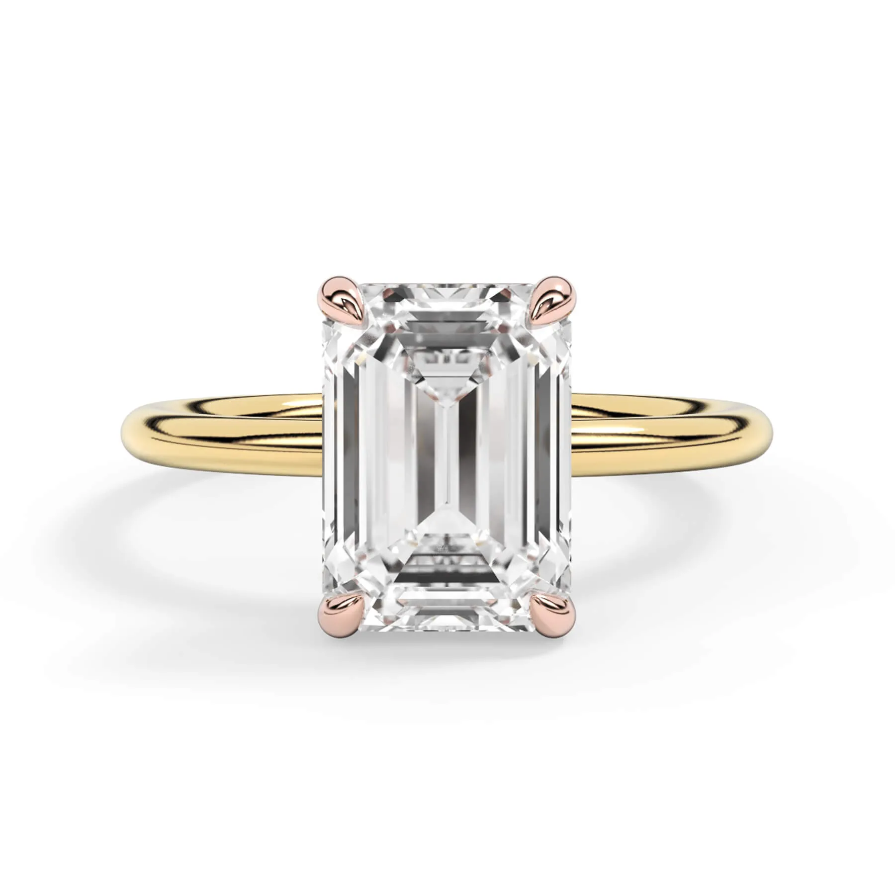 Two-Tone Basket Style Solitaire Engagement Ring - Rose Gold Head