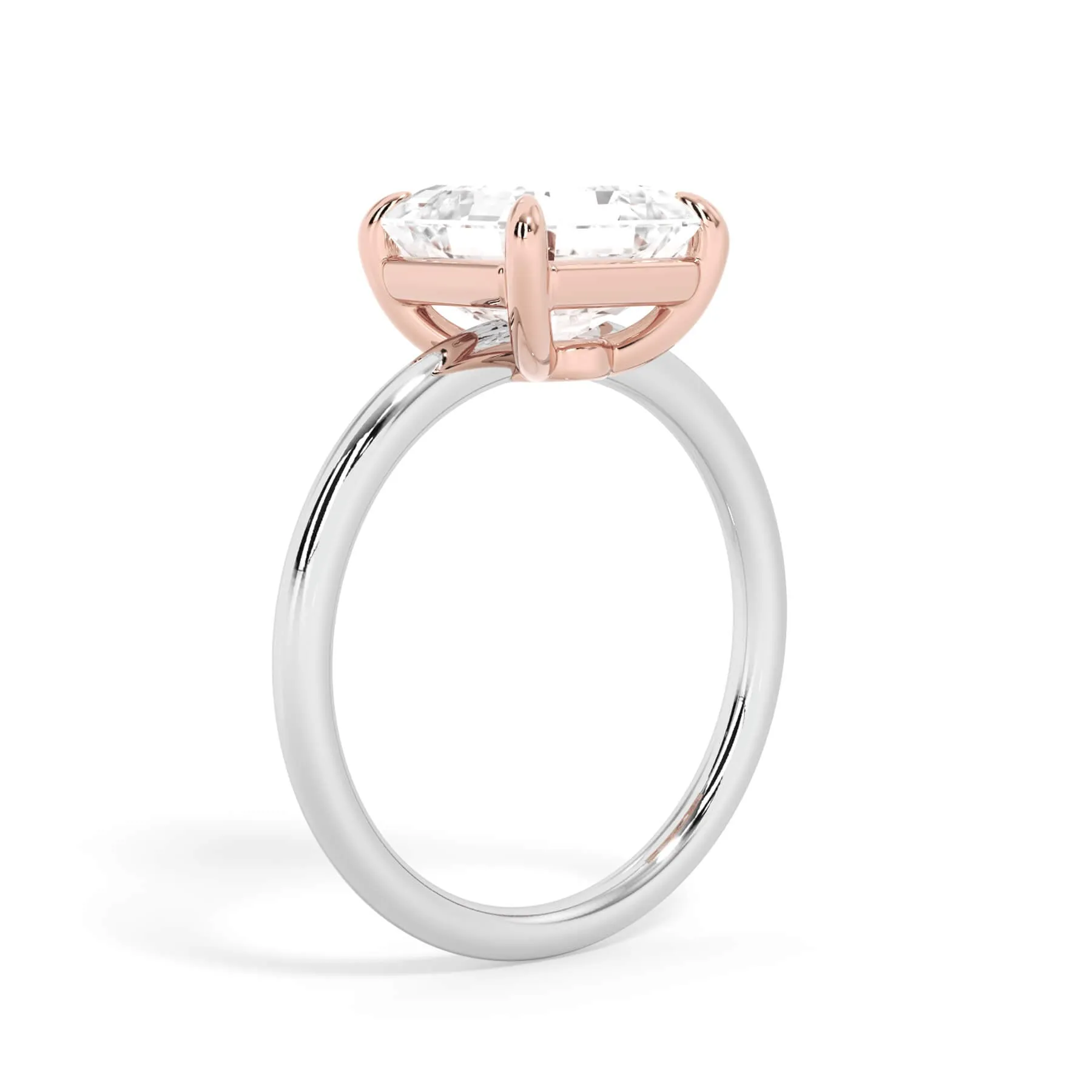 Two-Tone Basket Style Solitaire Engagement Ring - Rose Gold Head
