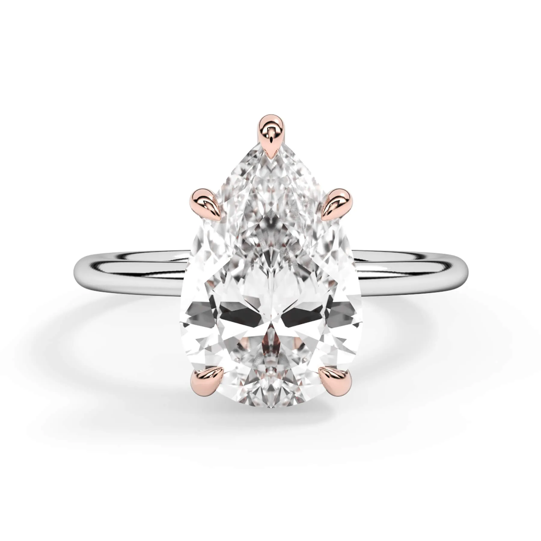 Two-Tone Basket Style Solitaire Engagement Ring - Rose Gold Head