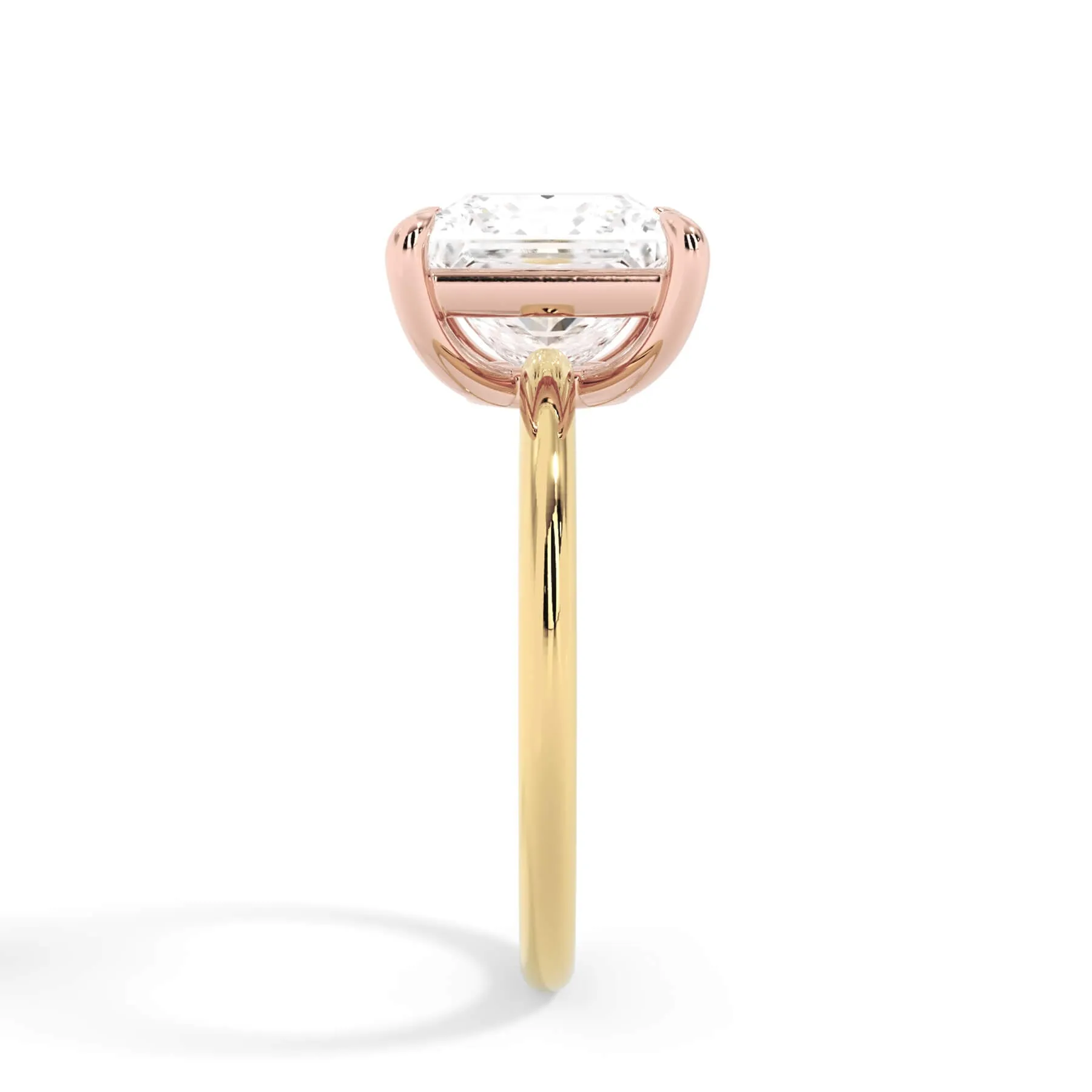 Two-Tone Basket Style Solitaire Engagement Ring - Rose Gold Head