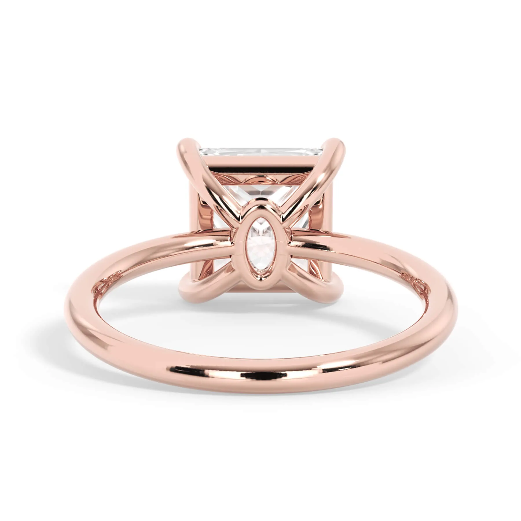 Two-Tone Basket Style Solitaire Engagement Ring - Rose Gold Head