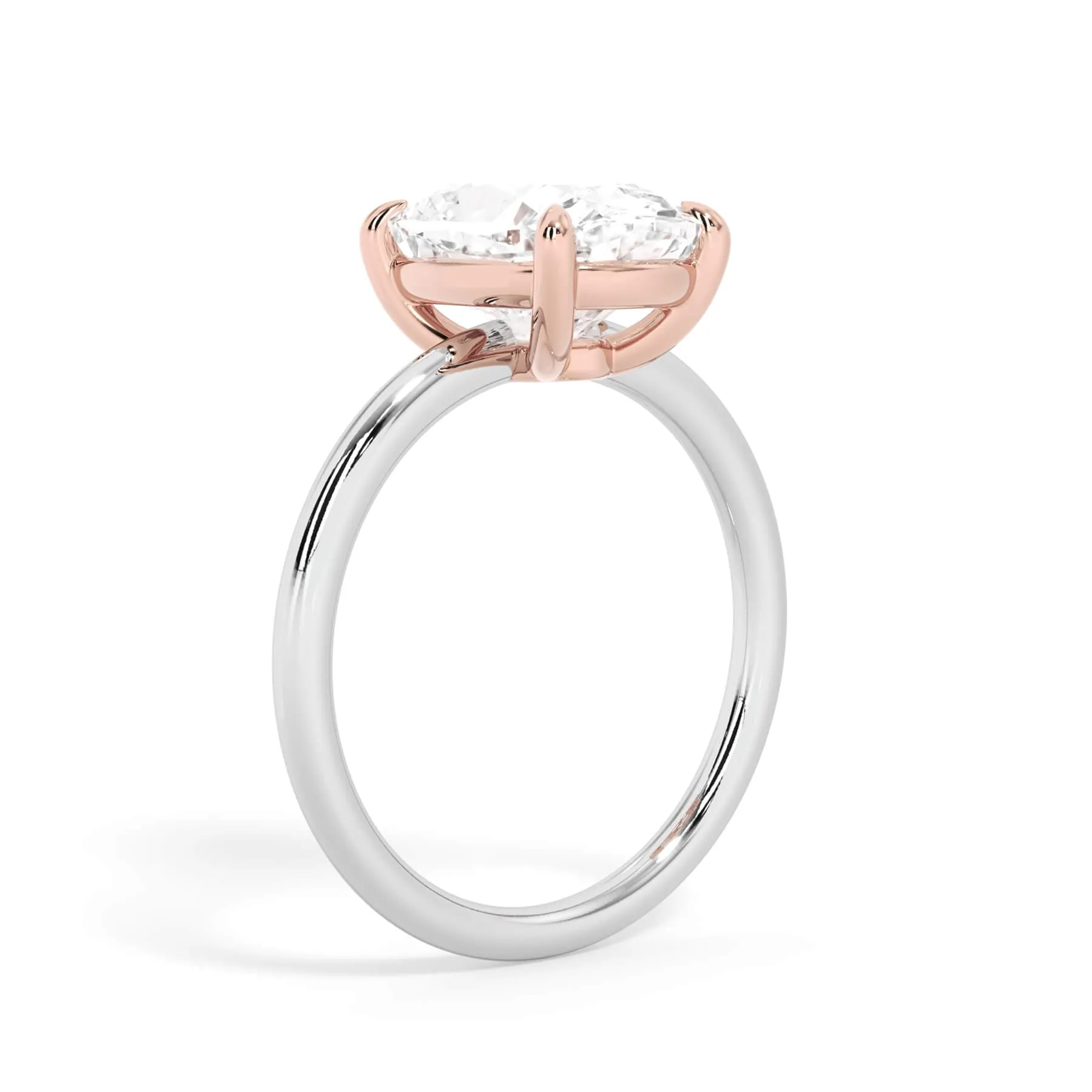 Two-Tone Basket Style Solitaire Engagement Ring - Rose Gold Head