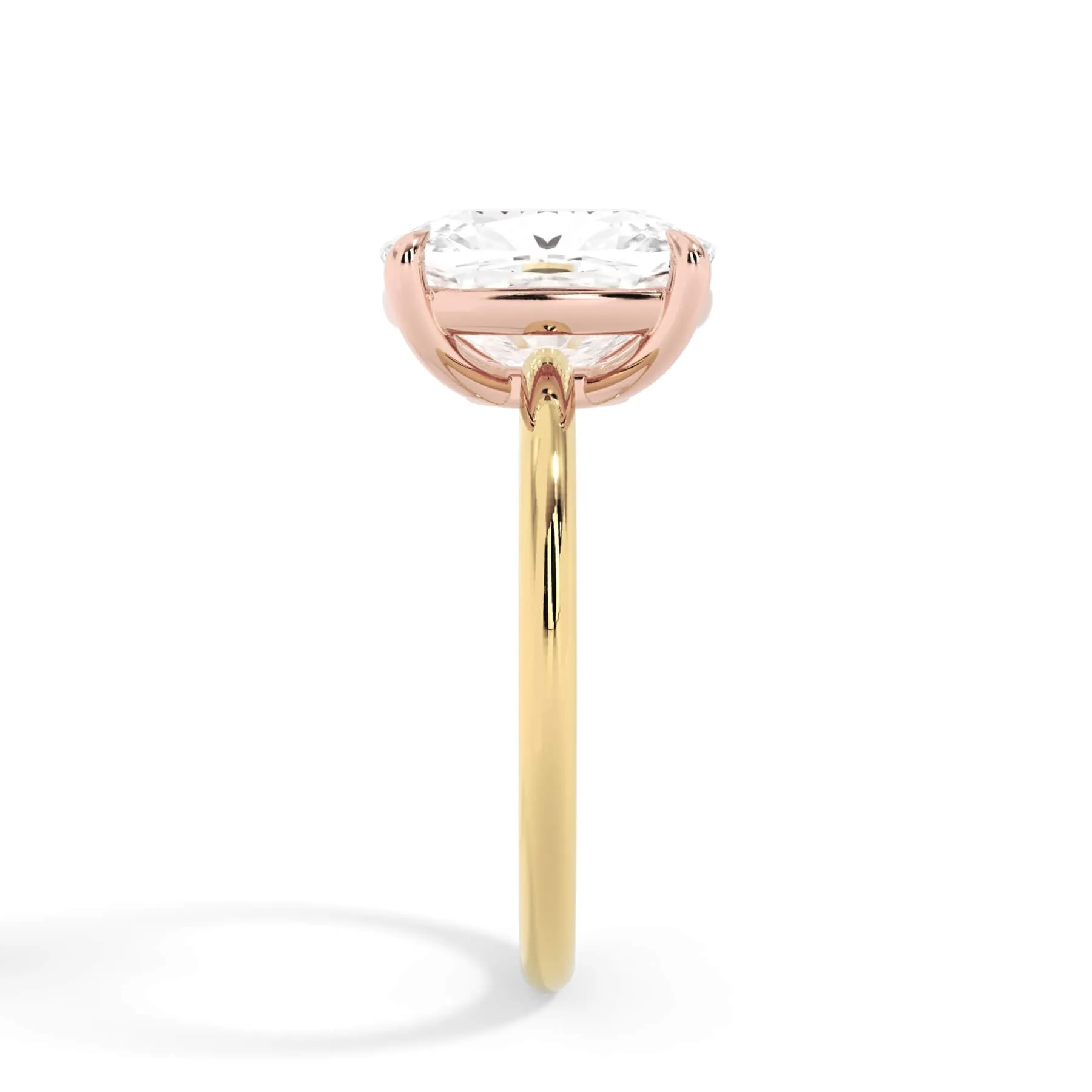 Two-Tone Basket Style Solitaire Engagement Ring - Rose Gold Head