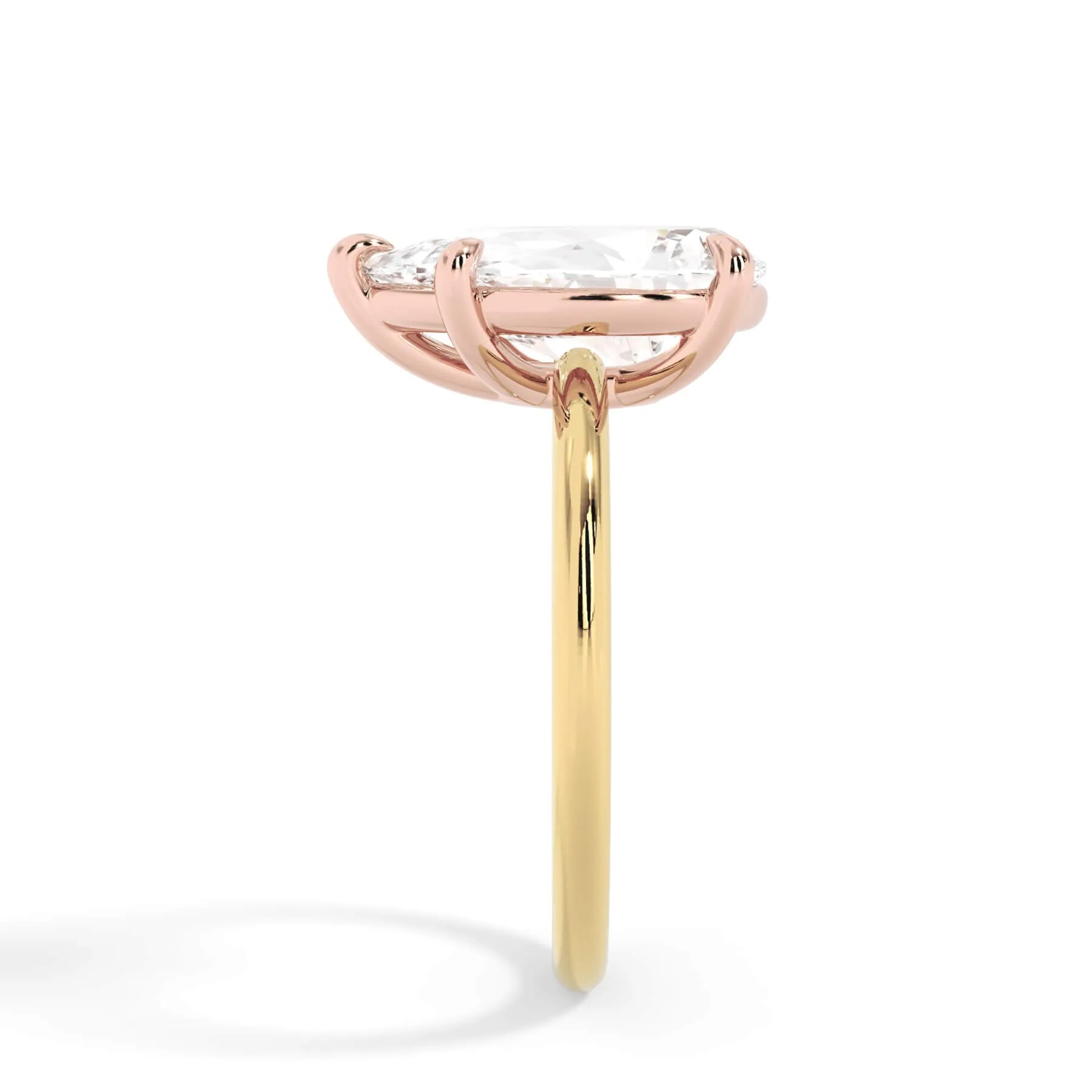 Two-Tone Basket Style Solitaire Engagement Ring - Rose Gold Head
