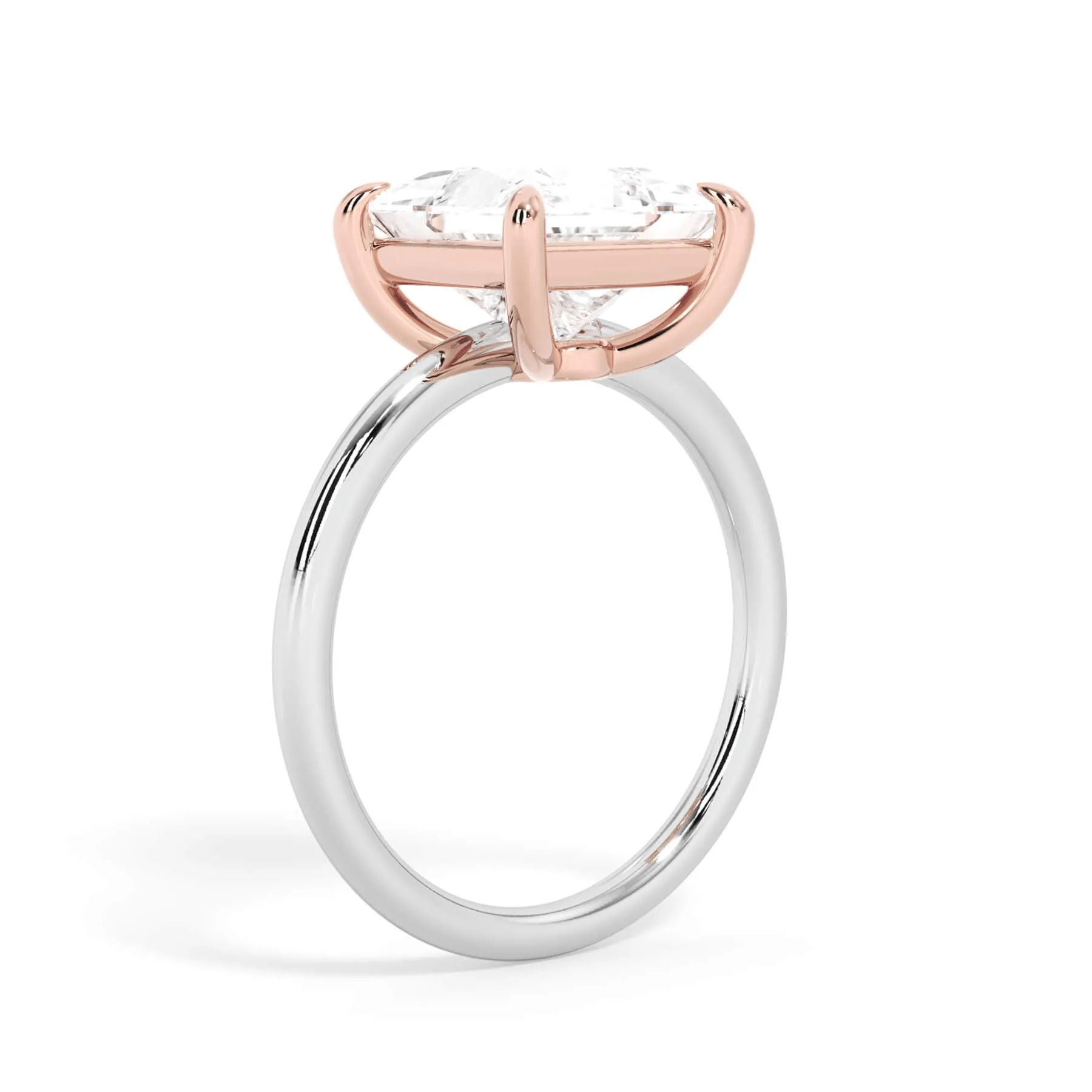 Two-Tone Basket Style Solitaire Engagement Ring - Rose Gold Head