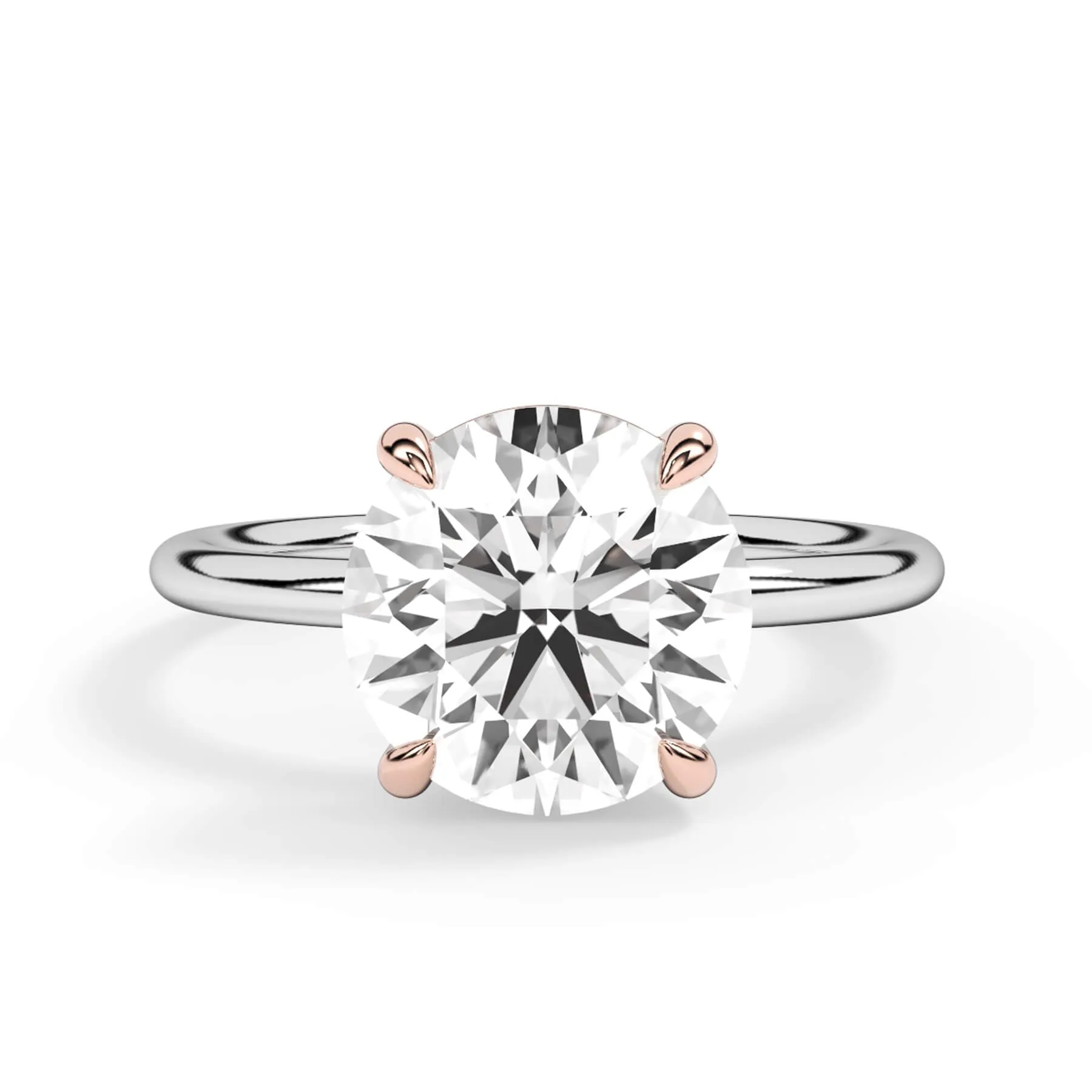 Two-Tone Basket Style Solitaire Engagement Ring - Rose Gold Head