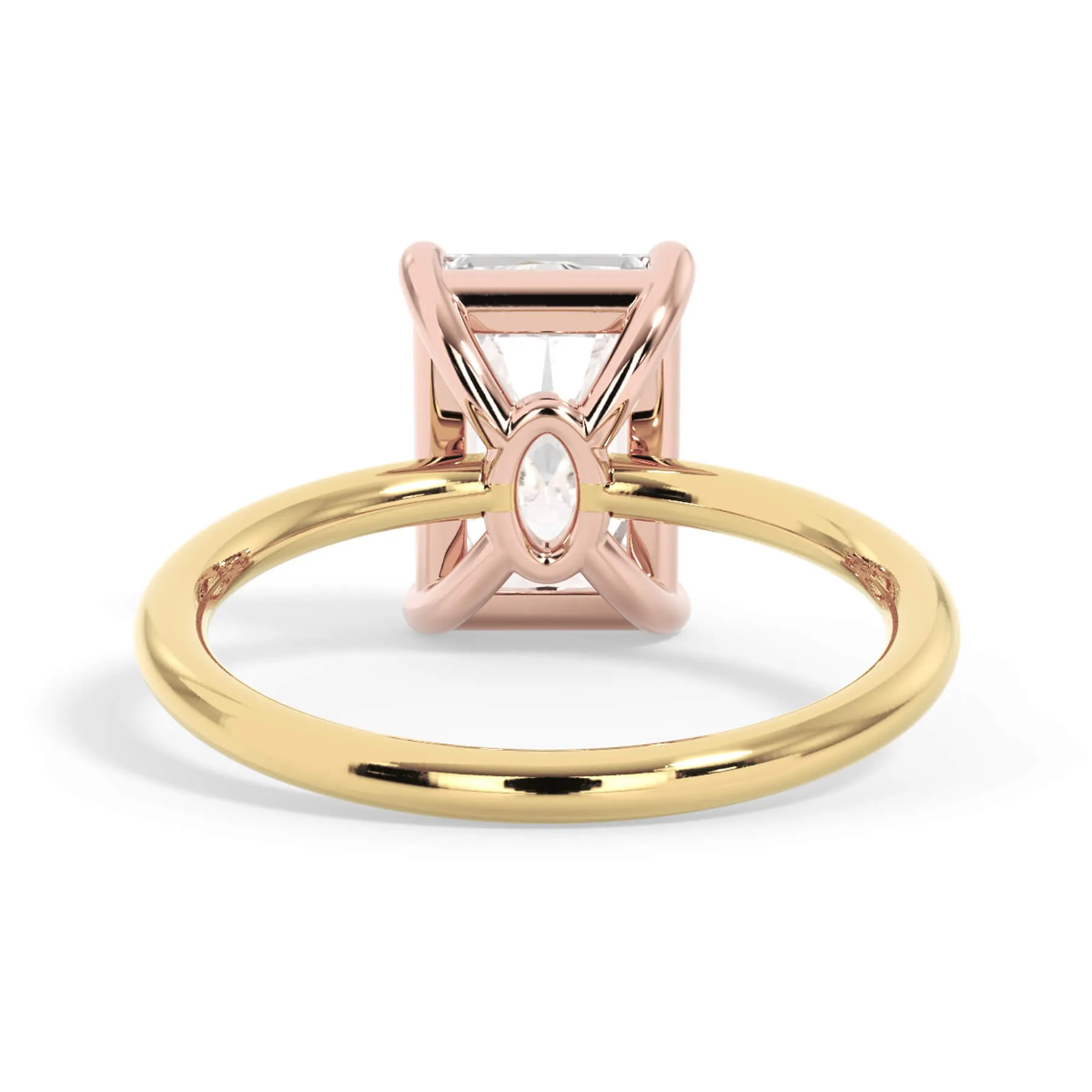 Two-Tone Basket Style Solitaire Engagement Ring - Rose Gold Head