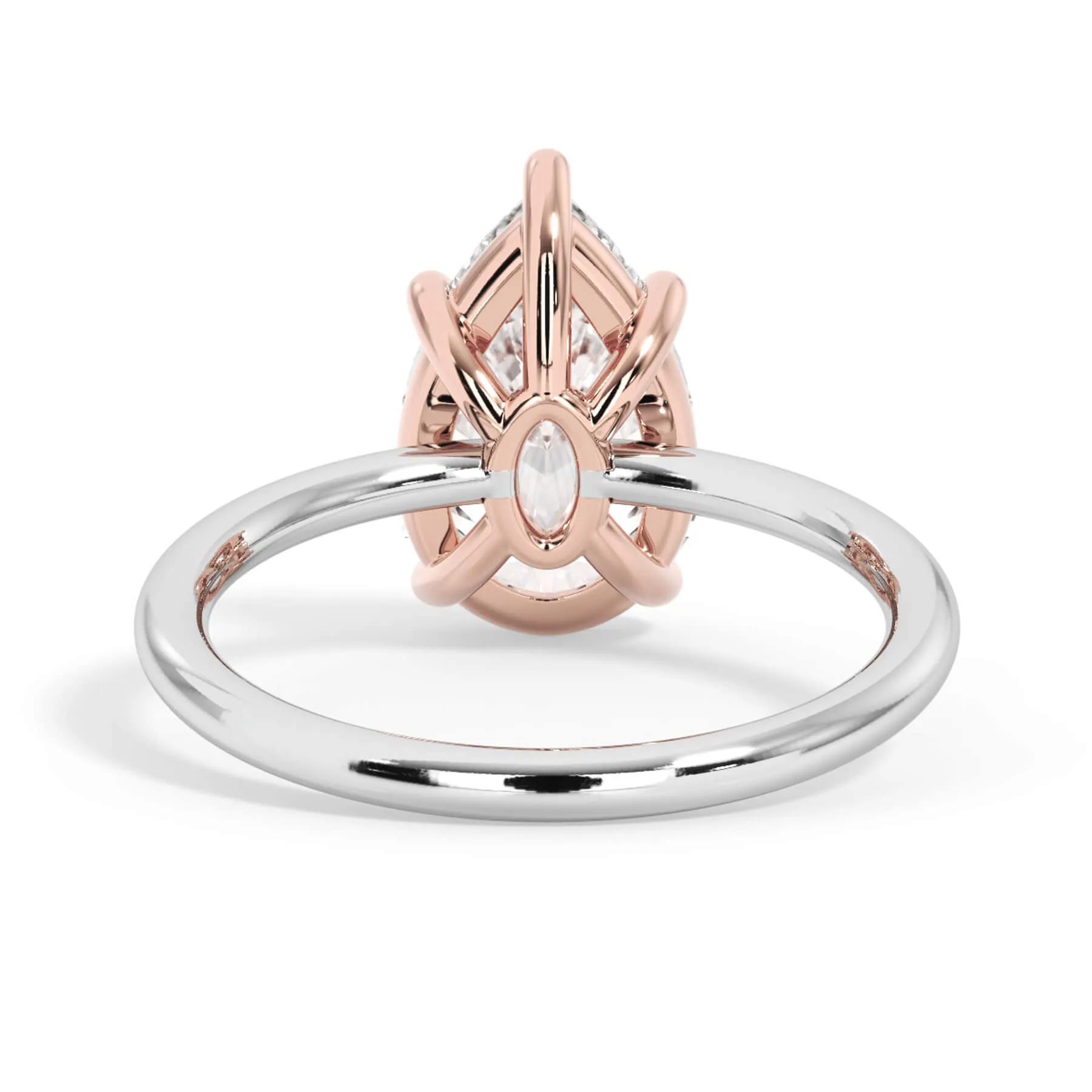 Two-Tone Basket Style Solitaire Engagement Ring - Rose Gold Head