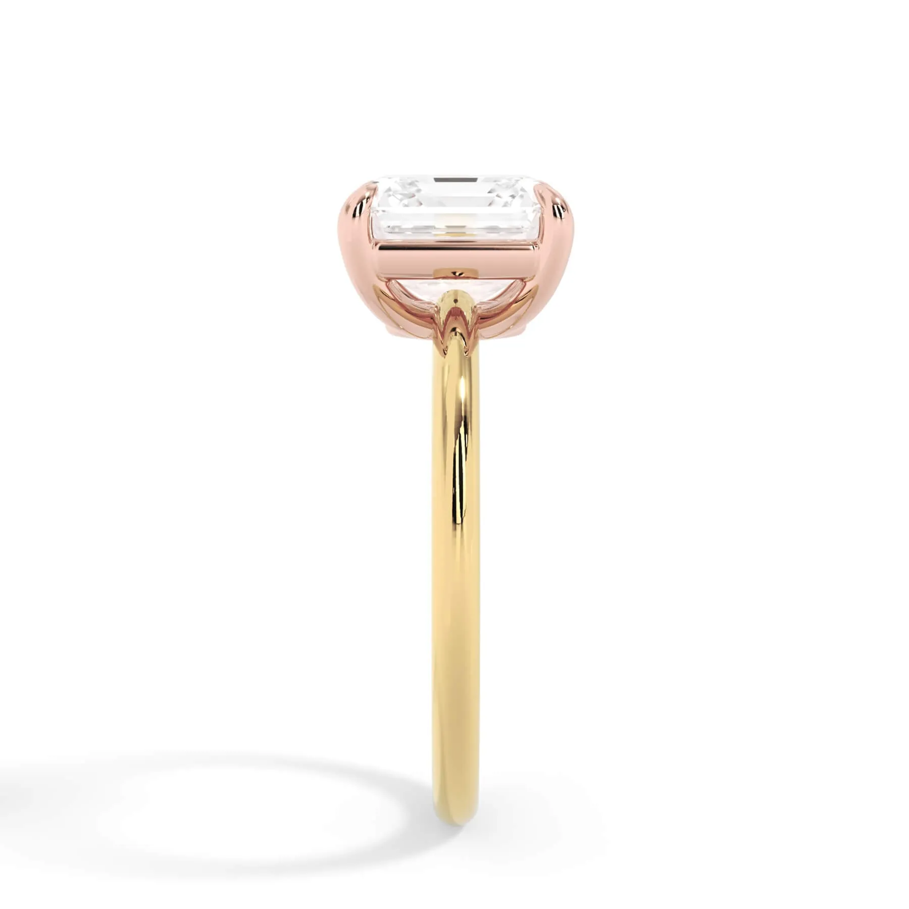 Two-Tone Basket Style Solitaire Engagement Ring - Rose Gold Head