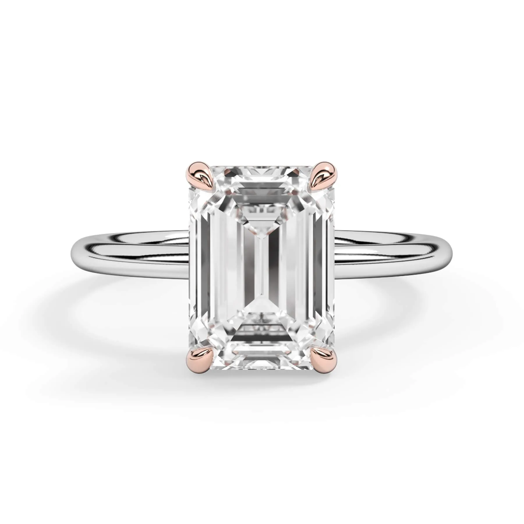 Two-Tone Basket Style Solitaire Engagement Ring - Rose Gold Head