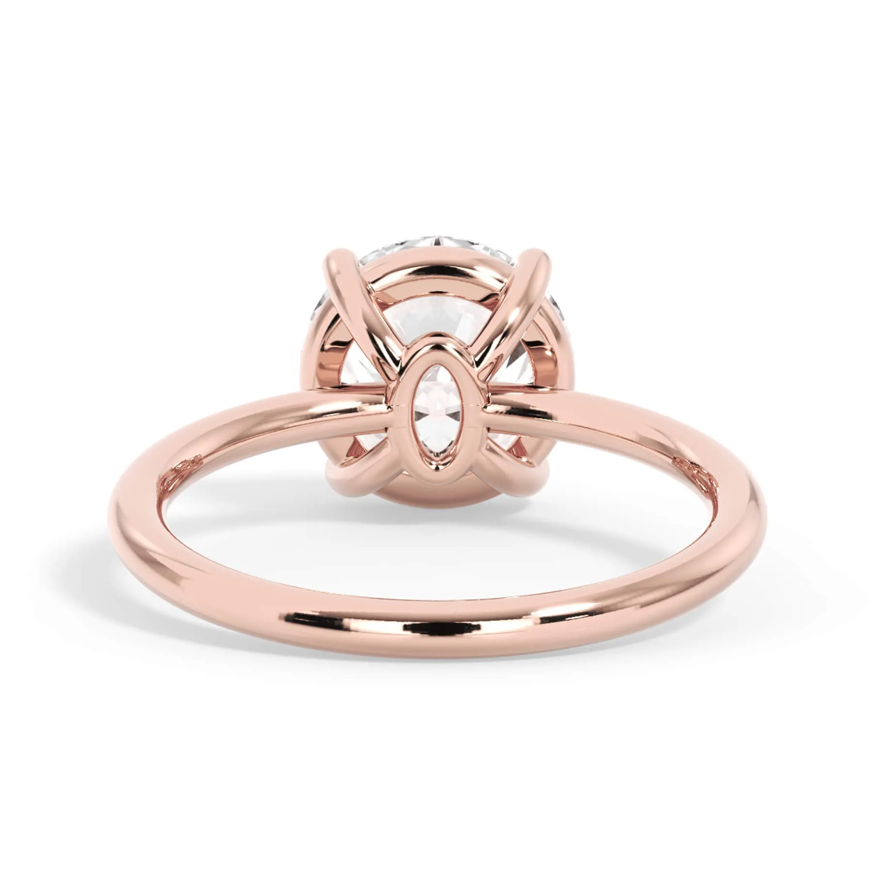 Two-Tone Basket Style Solitaire Engagement Ring - Rose Gold Head