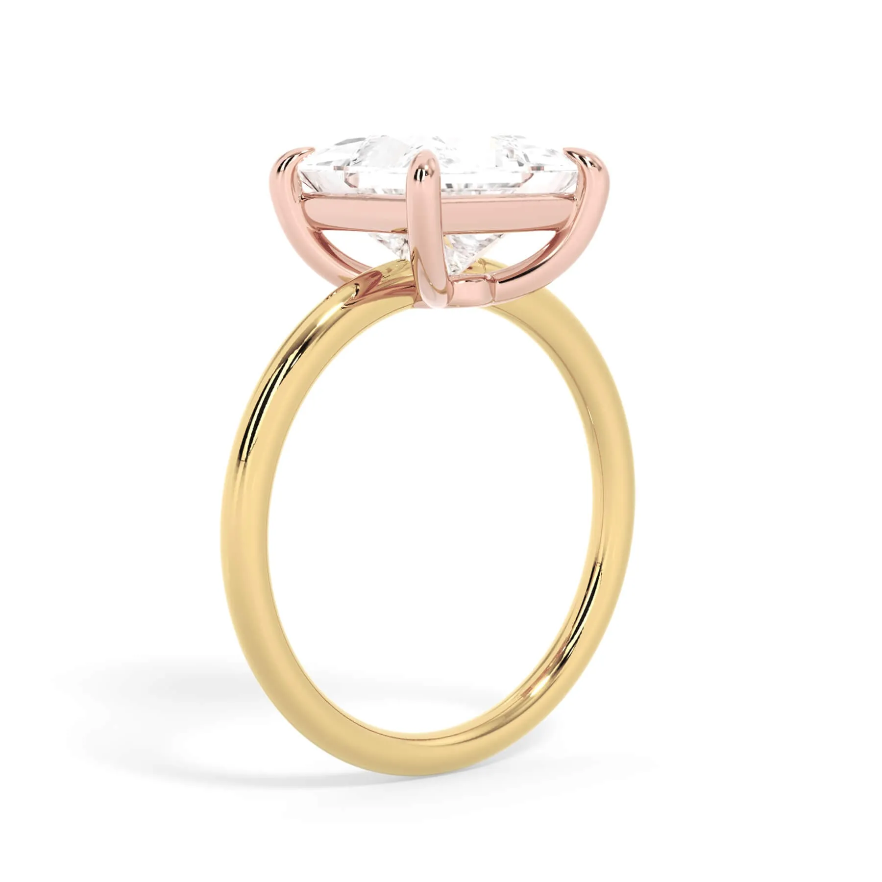 Two-Tone Basket Style Solitaire Engagement Ring - Rose Gold Head