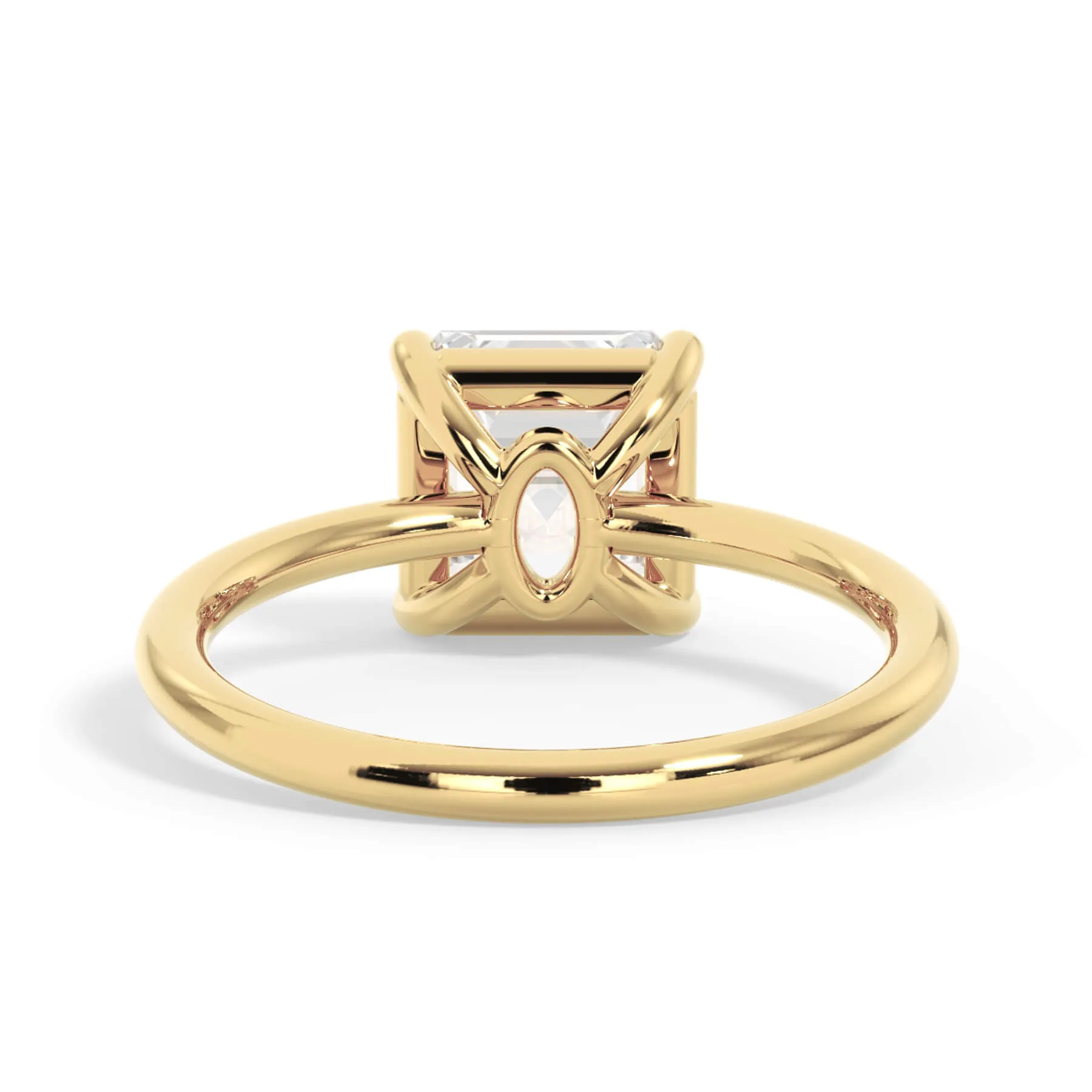 Two-Tone Basket Style Solitaire Engagement Ring - Yellow Gold Head