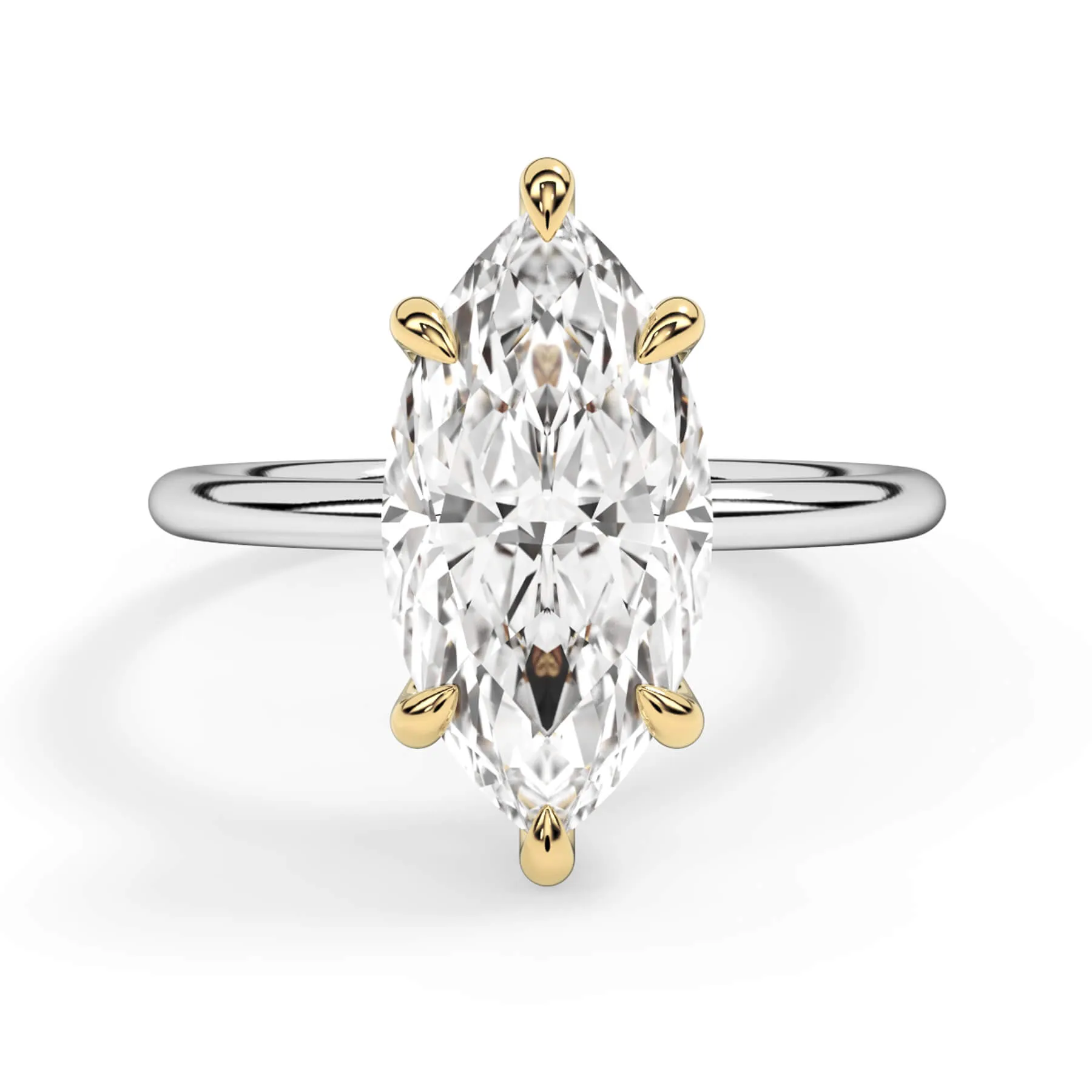 Two-Tone Basket Style Solitaire Engagement Ring - Yellow Gold Head