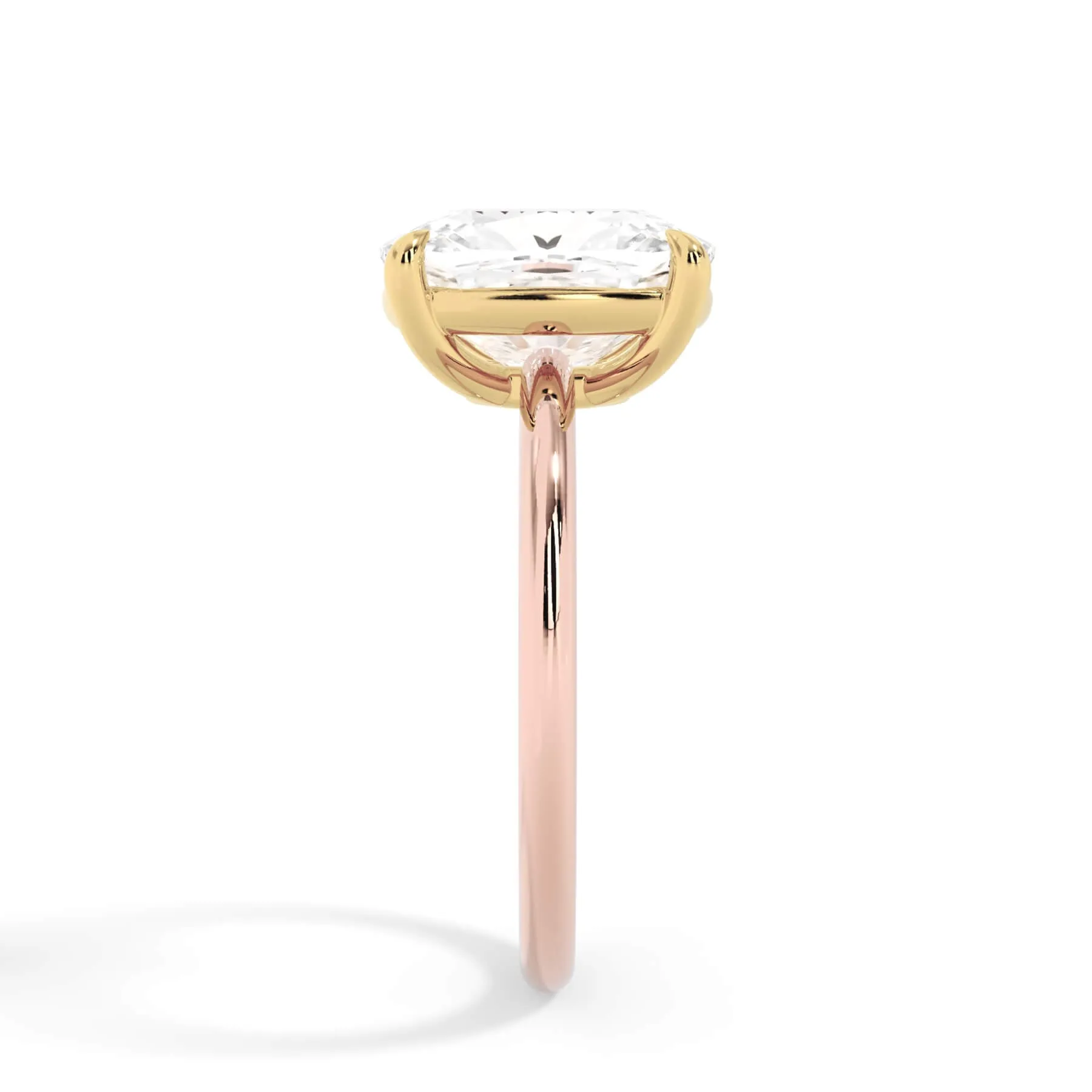 Two-Tone Basket Style Solitaire Engagement Ring - Yellow Gold Head