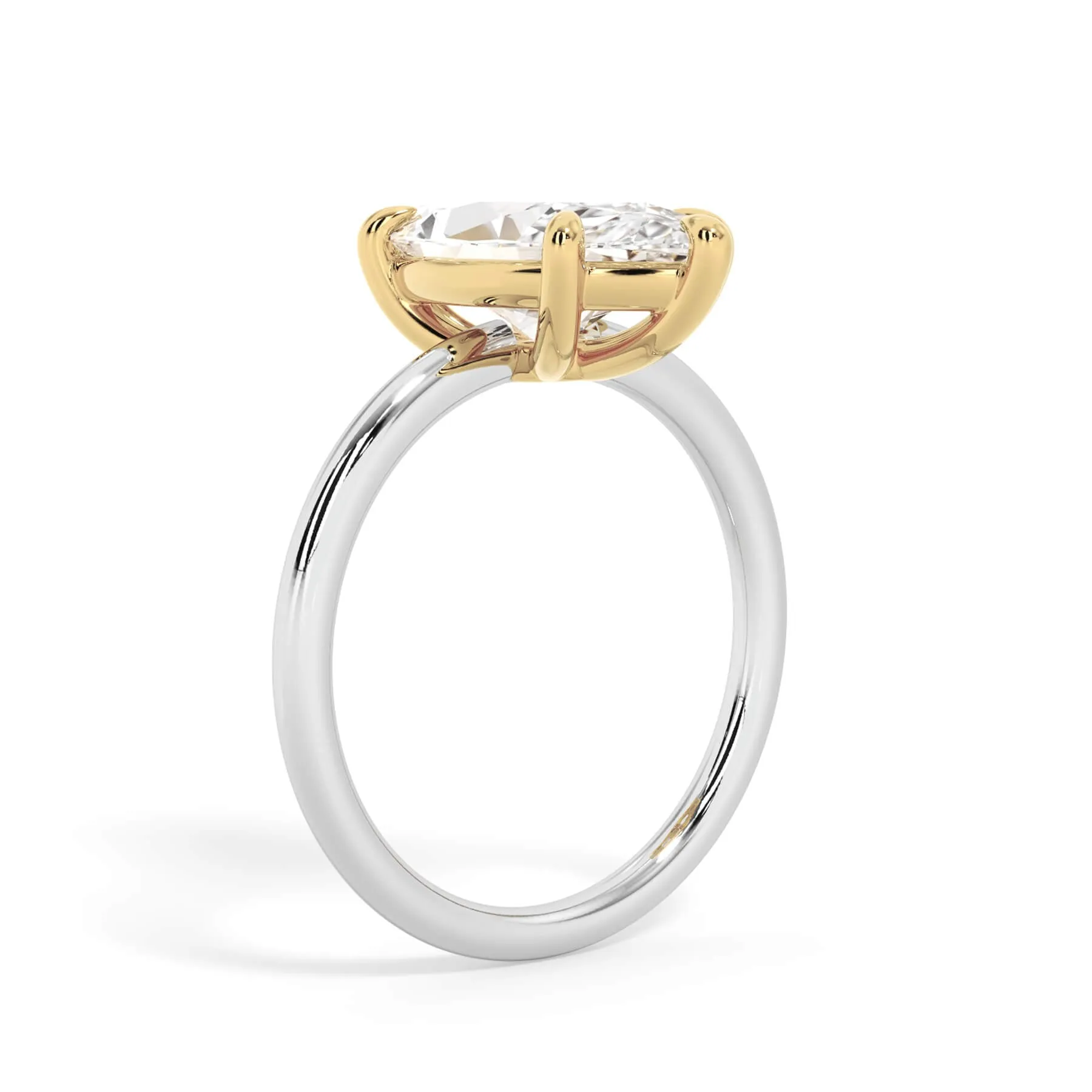 Two-Tone Basket Style Solitaire Engagement Ring - Yellow Gold Head