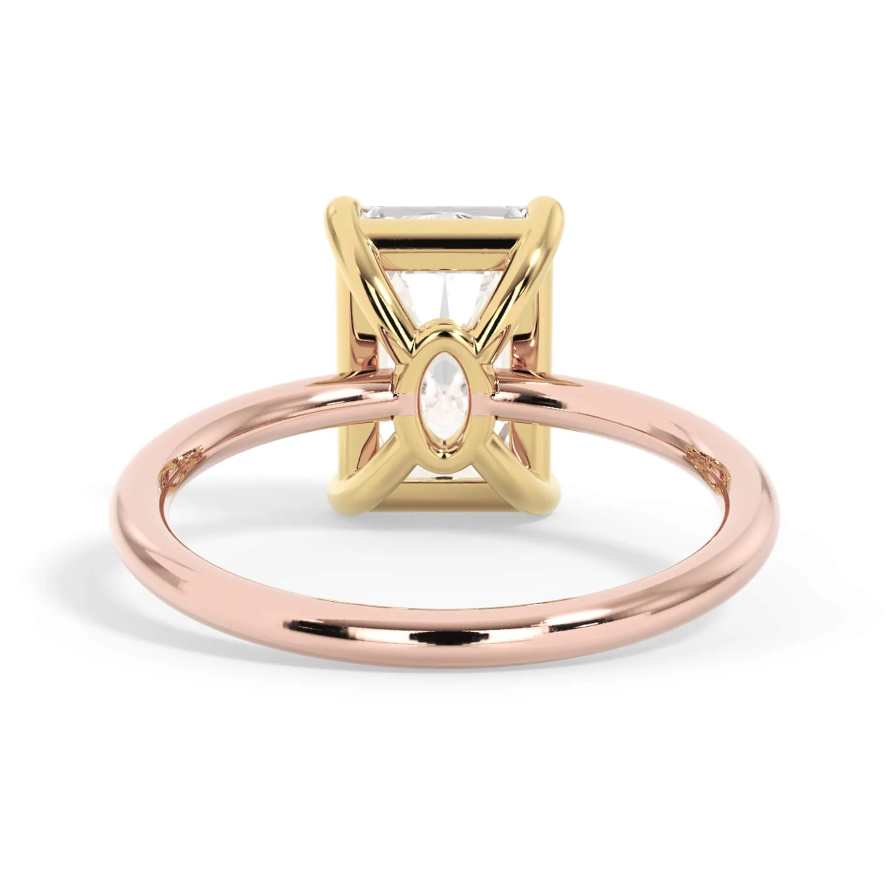 Two-Tone Basket Style Solitaire Engagement Ring - Yellow Gold Head