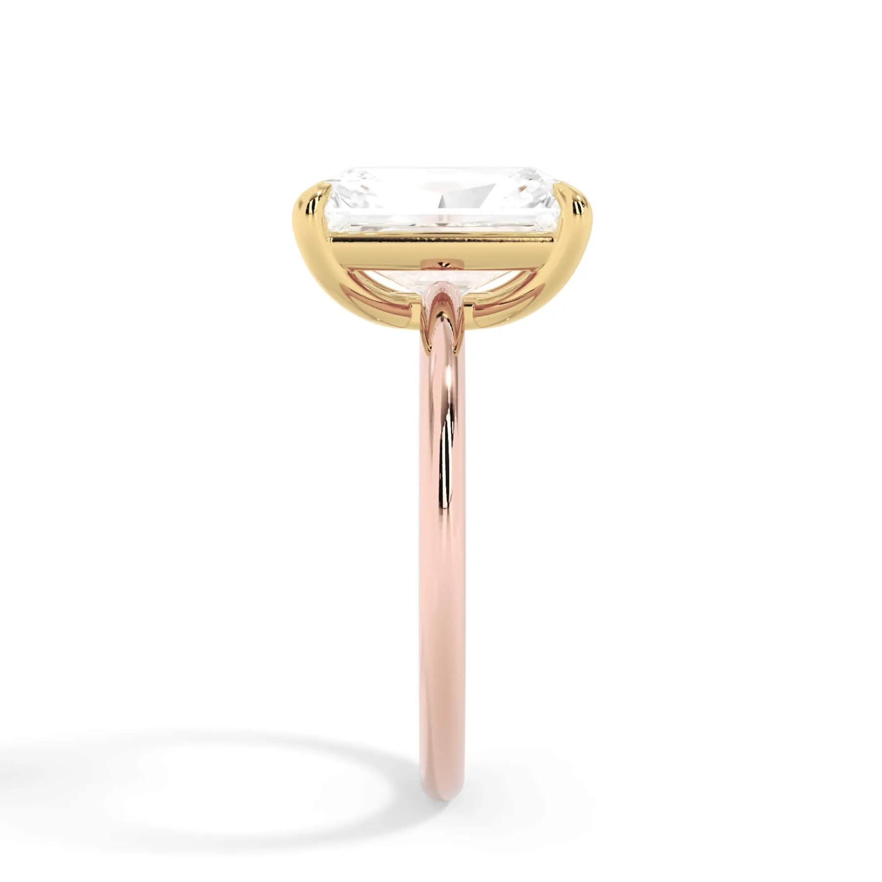 Two-Tone Basket Style Solitaire Engagement Ring - Yellow Gold Head