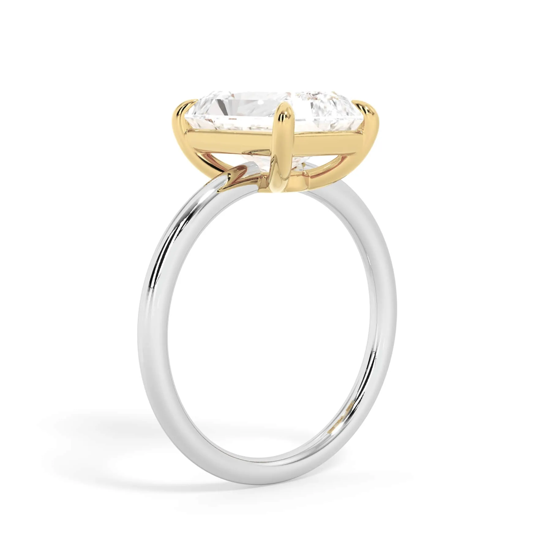 Two-Tone Basket Style Solitaire Engagement Ring - Yellow Gold Head