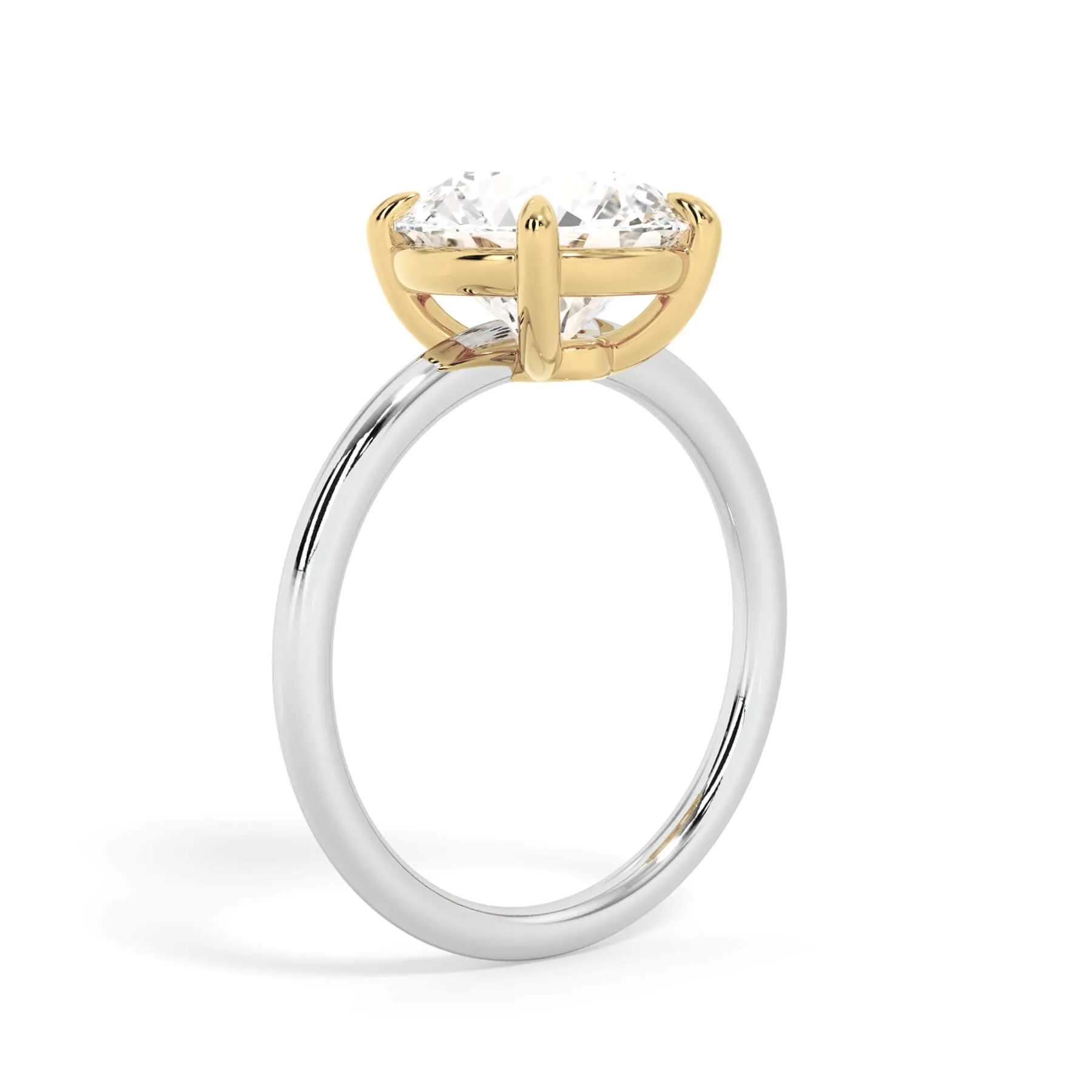 Two-Tone Basket Style Solitaire Engagement Ring - Yellow Gold Head
