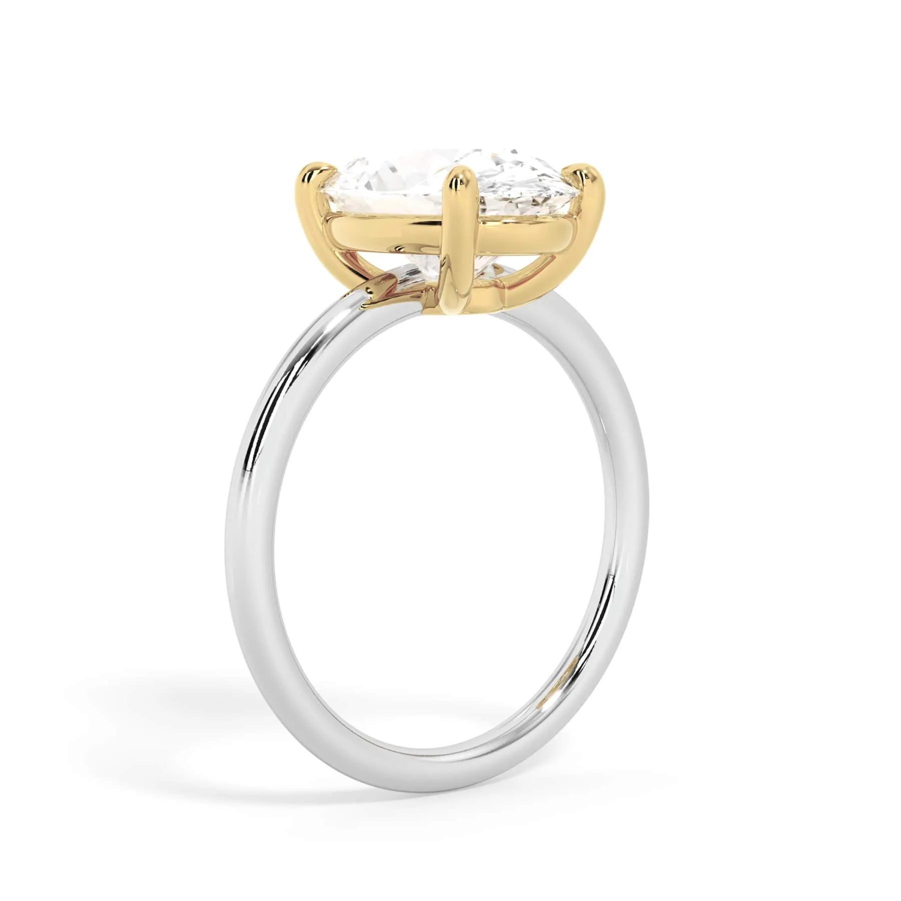 Two-Tone Basket Style Solitaire Engagement Ring - Yellow Gold Head