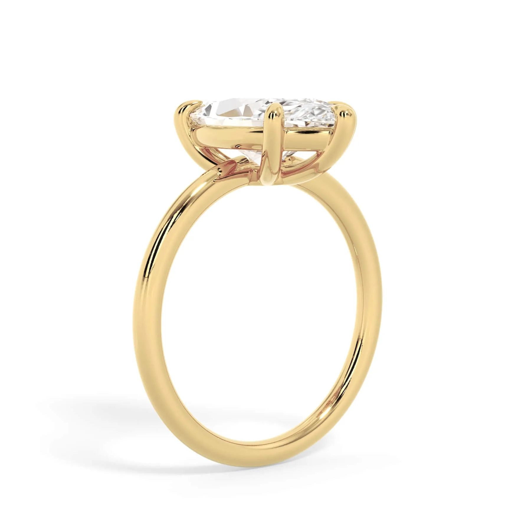 Two-Tone Basket Style Solitaire Engagement Ring - Yellow Gold Head