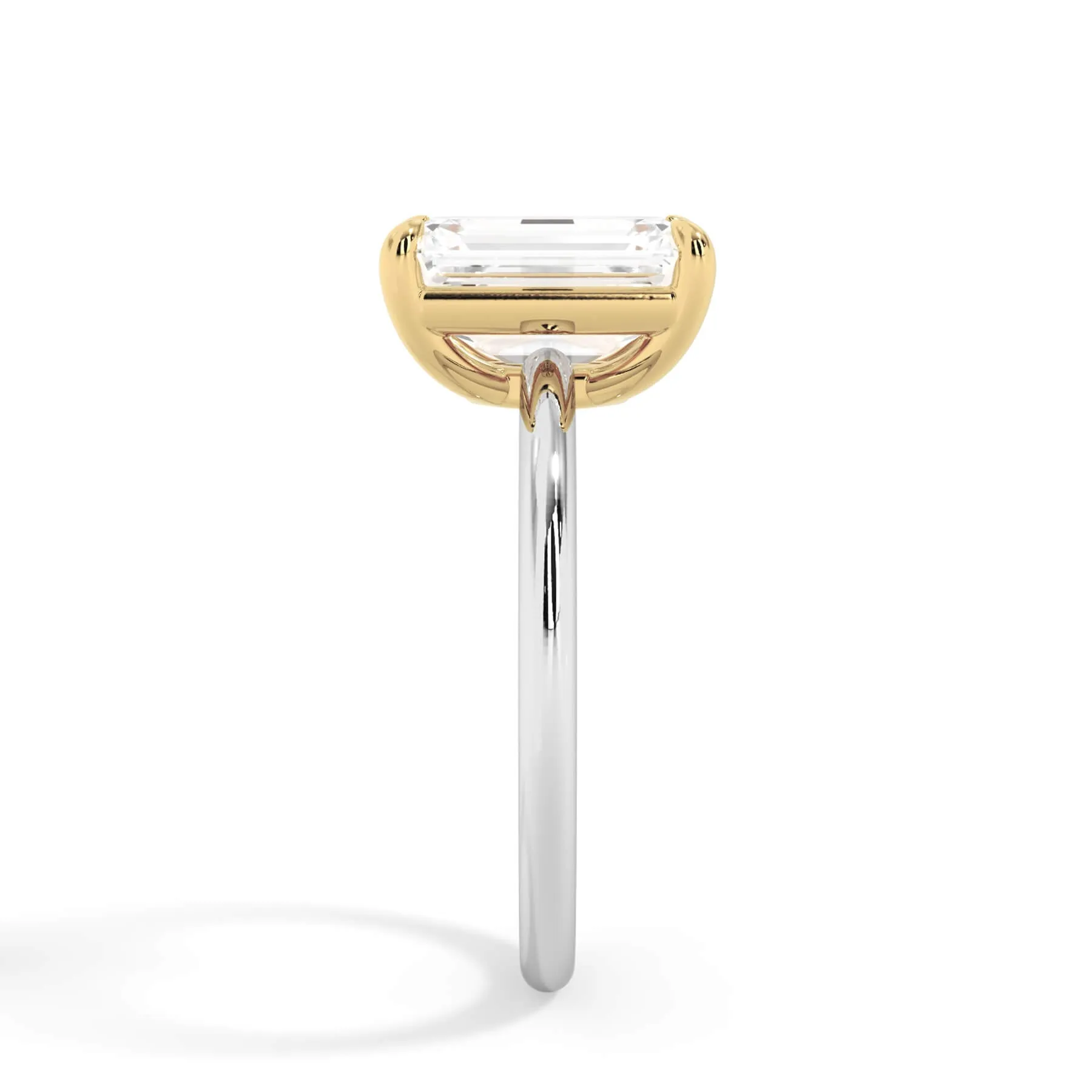 Two-Tone Basket Style Solitaire Engagement Ring - Yellow Gold Head