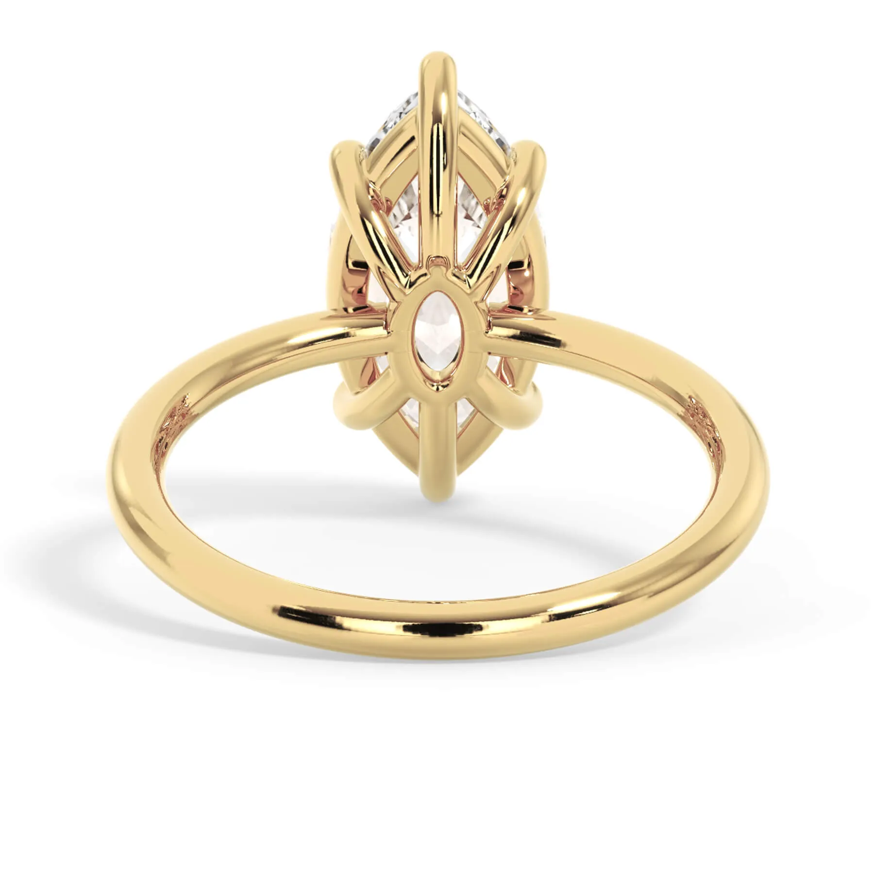 Two-Tone Basket Style Solitaire Engagement Ring - Yellow Gold Head