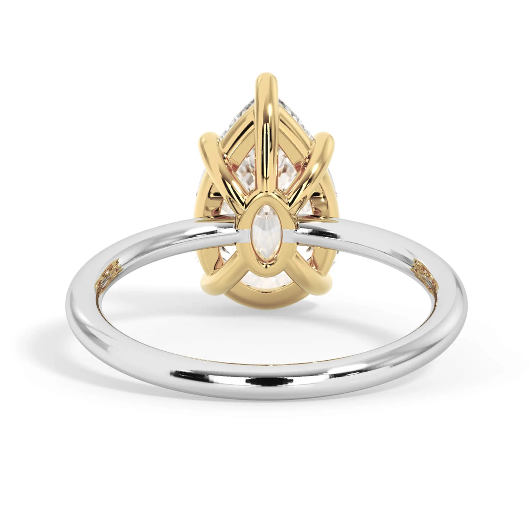 Two-Tone Basket Style Solitaire Engagement Ring - Yellow Gold Head