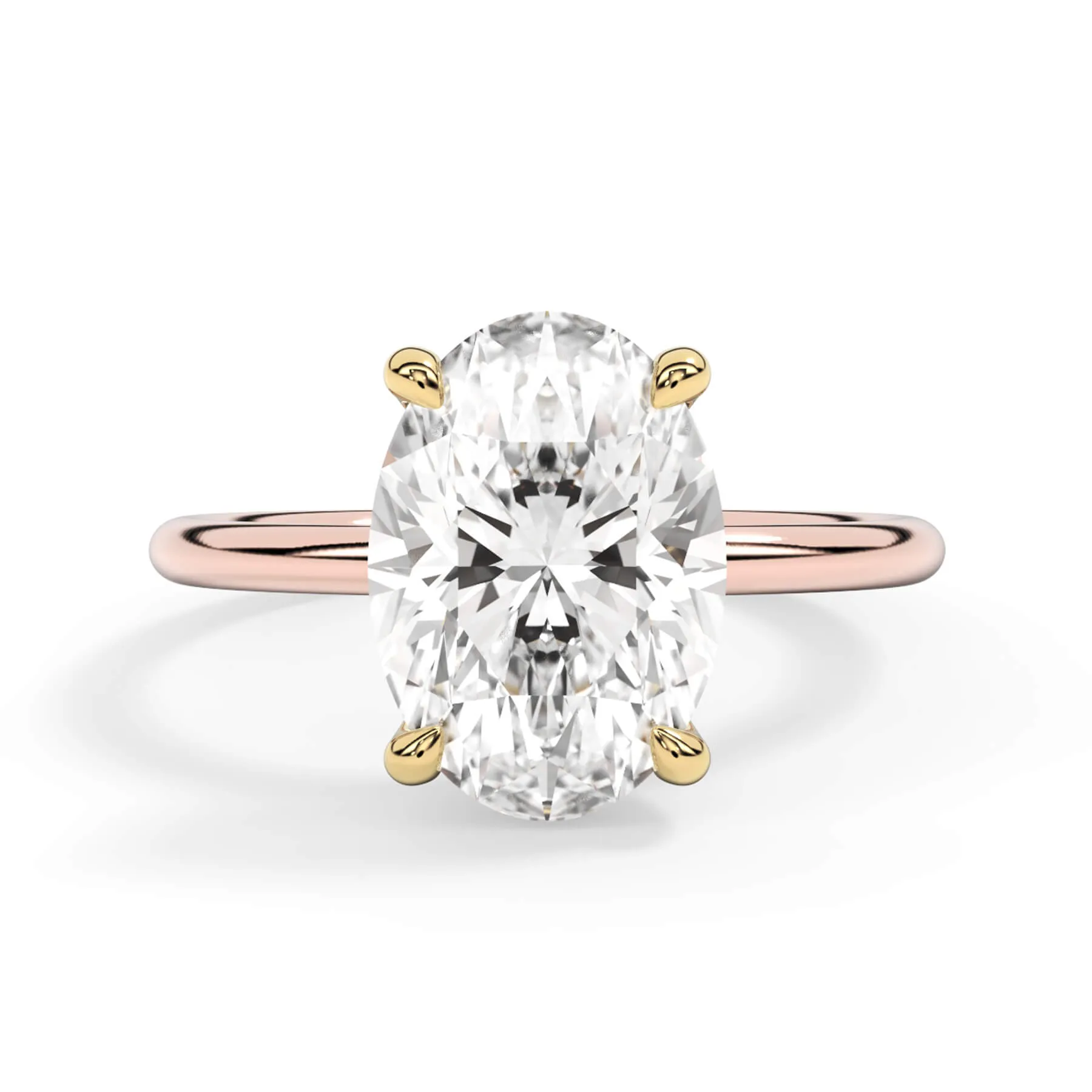 Two-Tone Basket Style Solitaire Engagement Ring - Yellow Gold Head