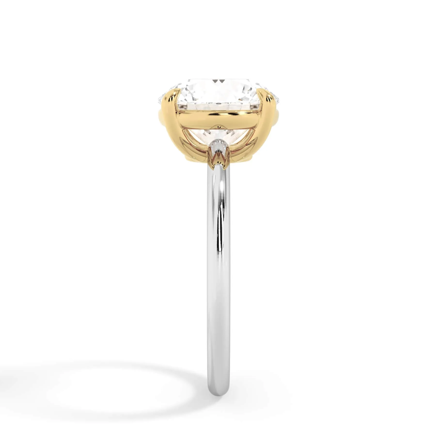 Two-Tone Basket Style Solitaire Engagement Ring - Yellow Gold Head