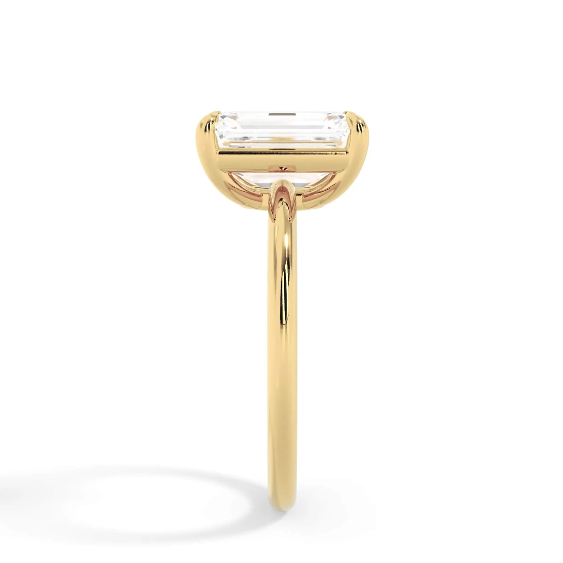 Two-Tone Basket Style Solitaire Engagement Ring - Yellow Gold Head