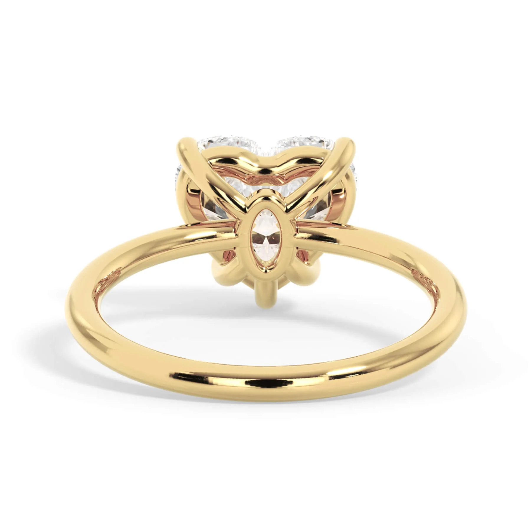 Two-Tone Basket Style Solitaire Engagement Ring - Yellow Gold Head