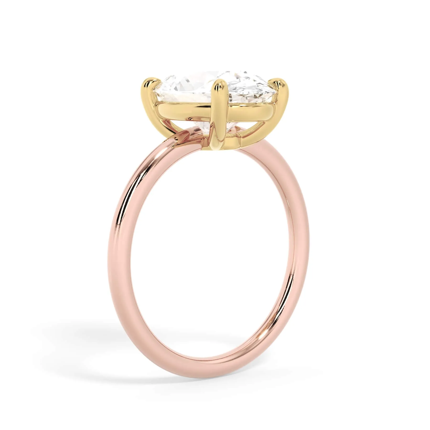 Two-Tone Basket Style Solitaire Engagement Ring - Yellow Gold Head