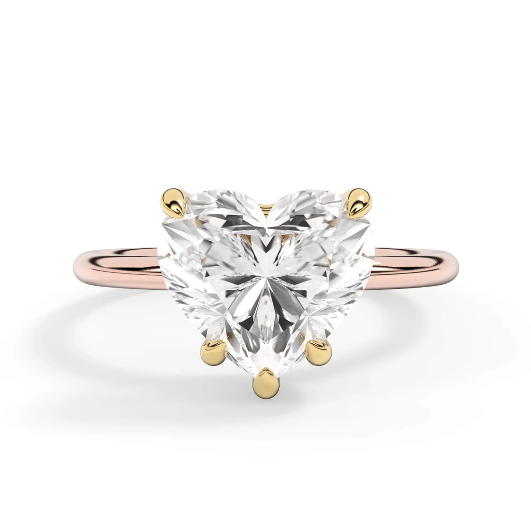 Two-Tone Basket Style Solitaire Engagement Ring - Yellow Gold Head