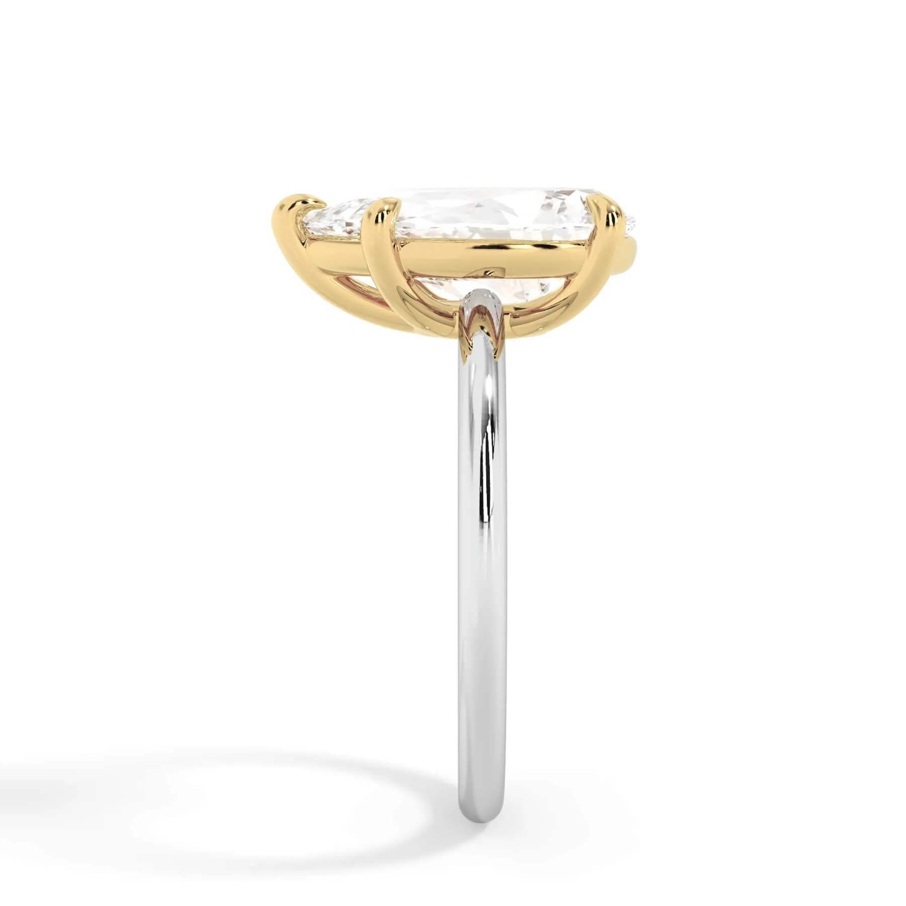 Two-Tone Basket Style Solitaire Engagement Ring - Yellow Gold Head
