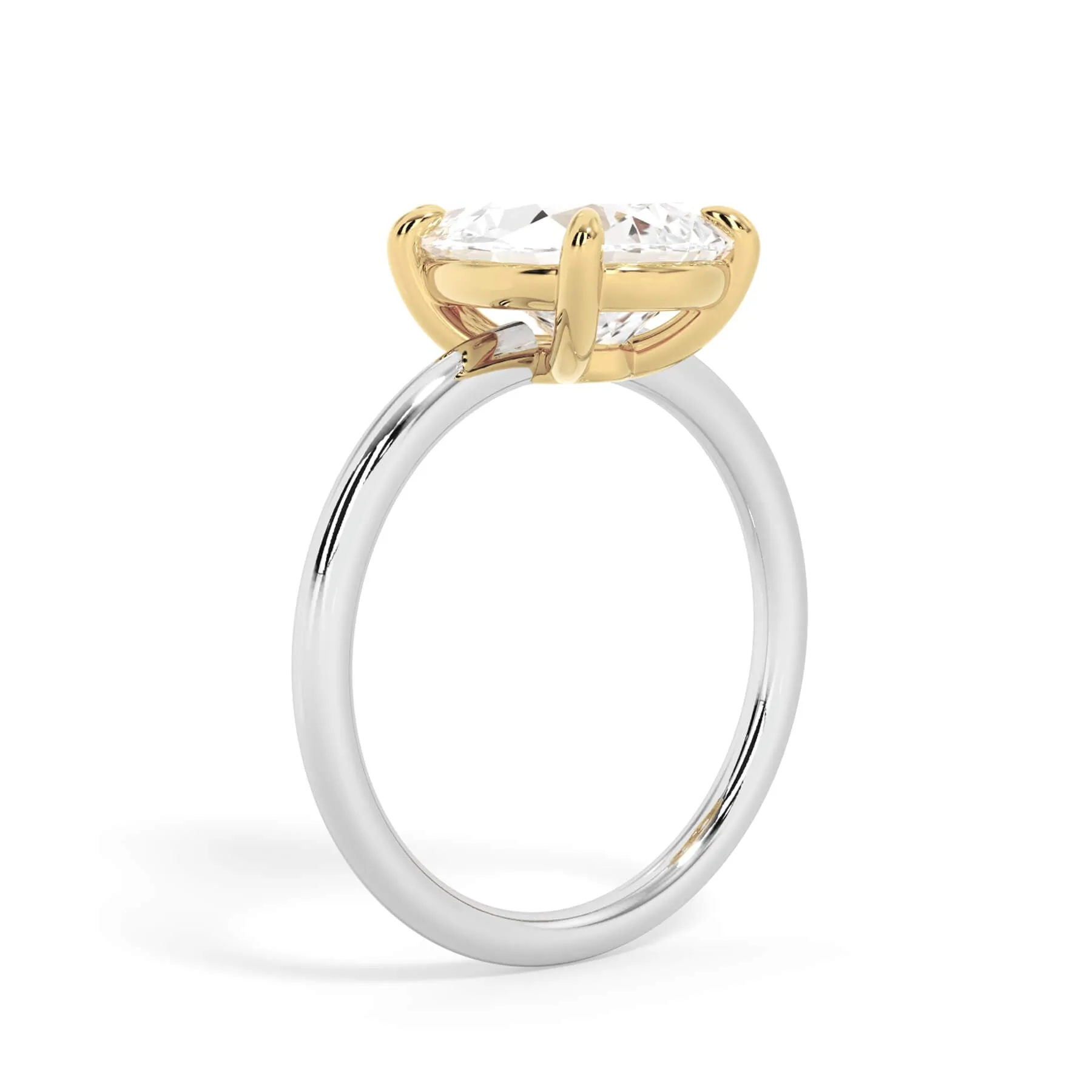 Two-Tone Basket Style Solitaire Engagement Ring - Yellow Gold Head
