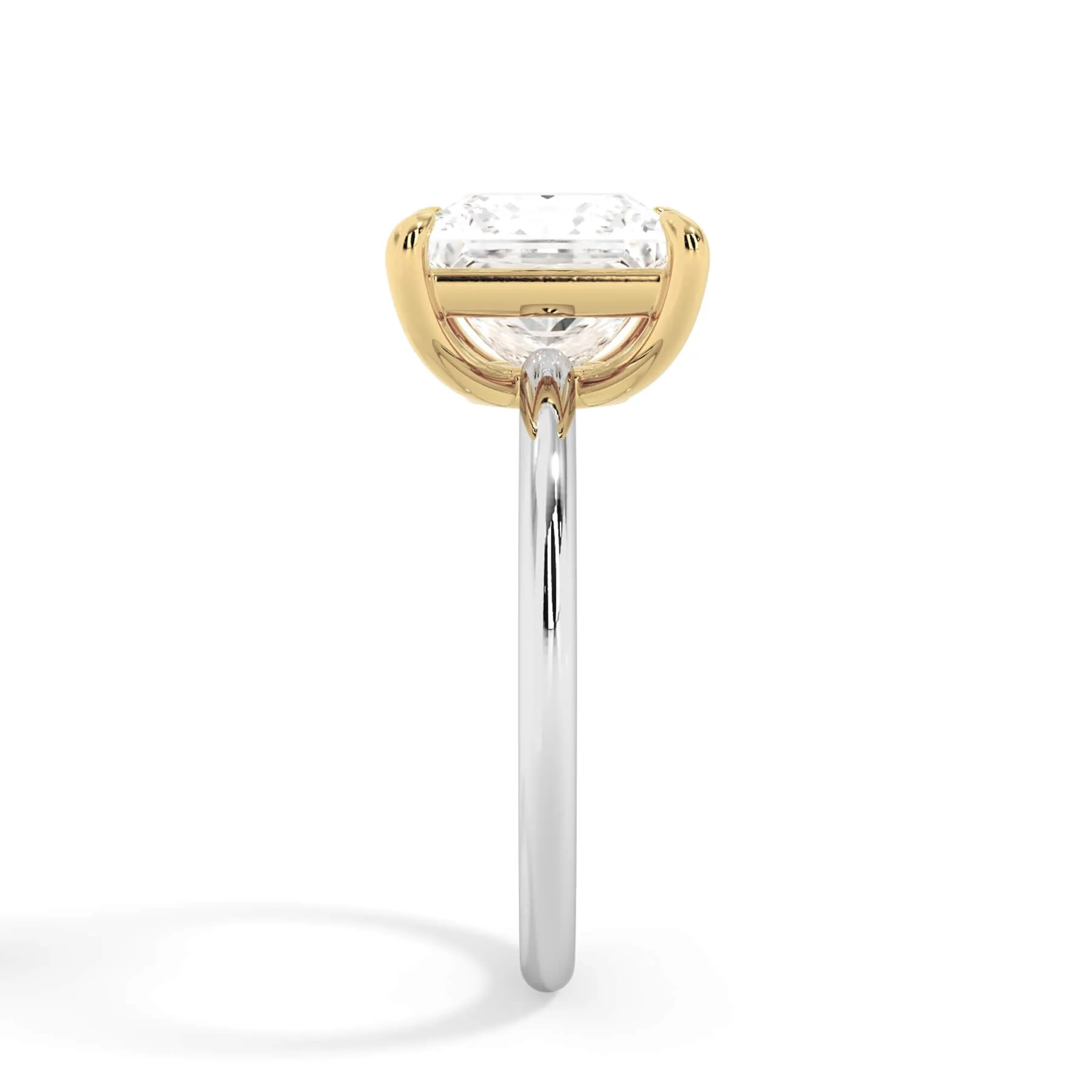 Two-Tone Basket Style Solitaire Engagement Ring - Yellow Gold Head