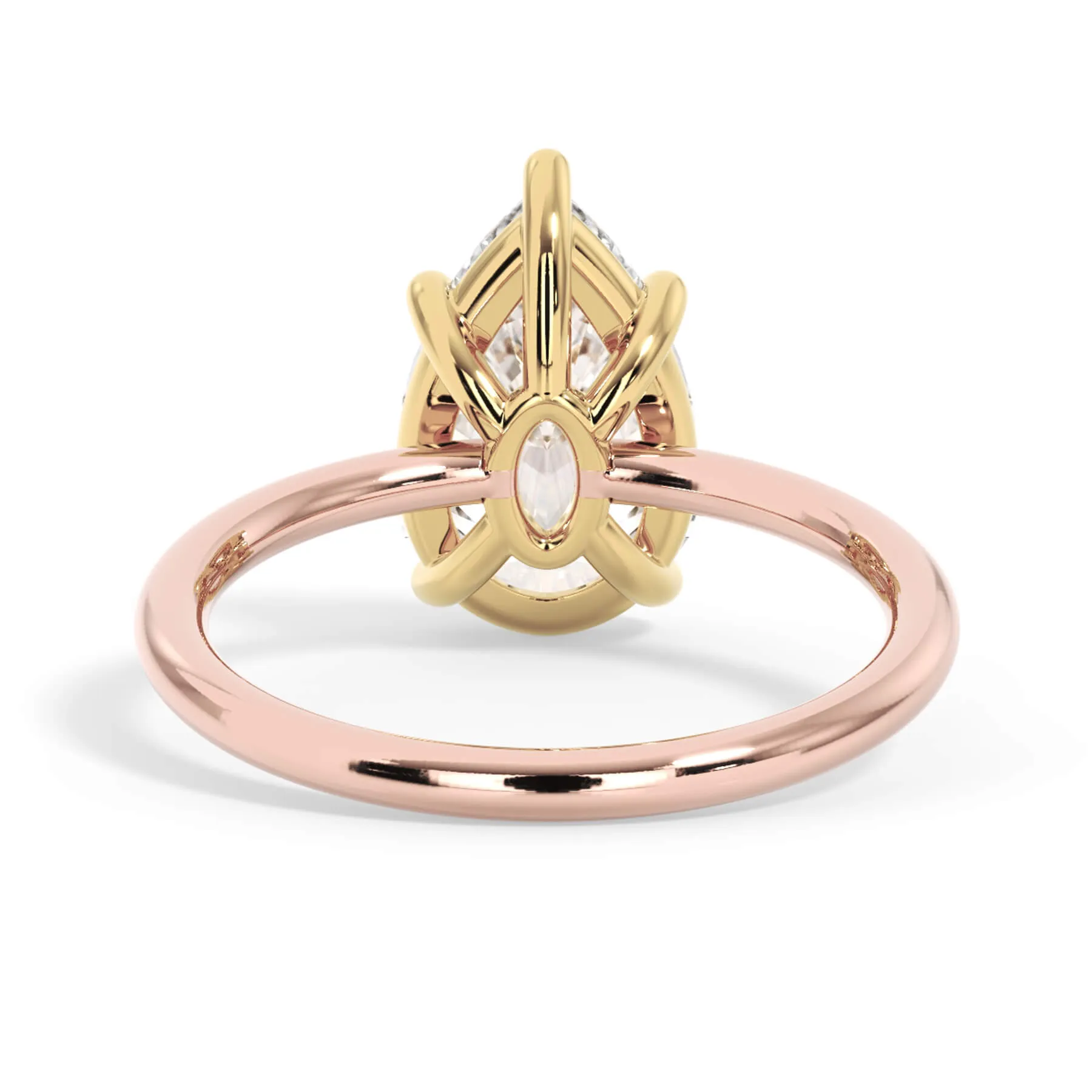 Two-Tone Basket Style Solitaire Engagement Ring - Yellow Gold Head