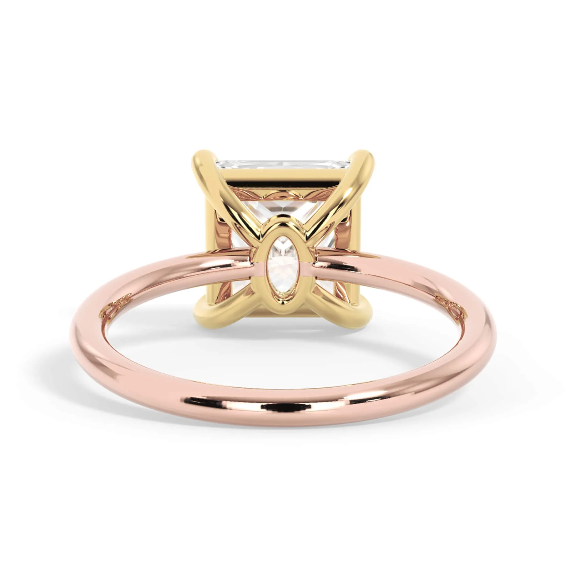 Two-Tone Basket Style Solitaire Engagement Ring - Yellow Gold Head