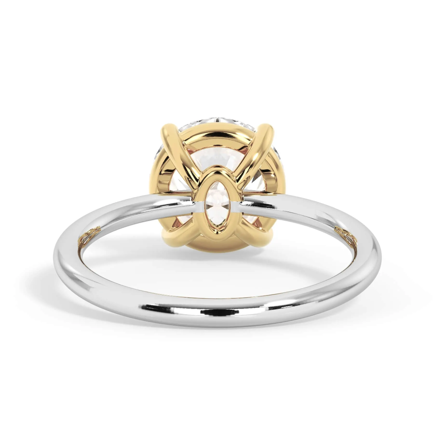 Two-Tone Basket Style Solitaire Engagement Ring - Yellow Gold Head