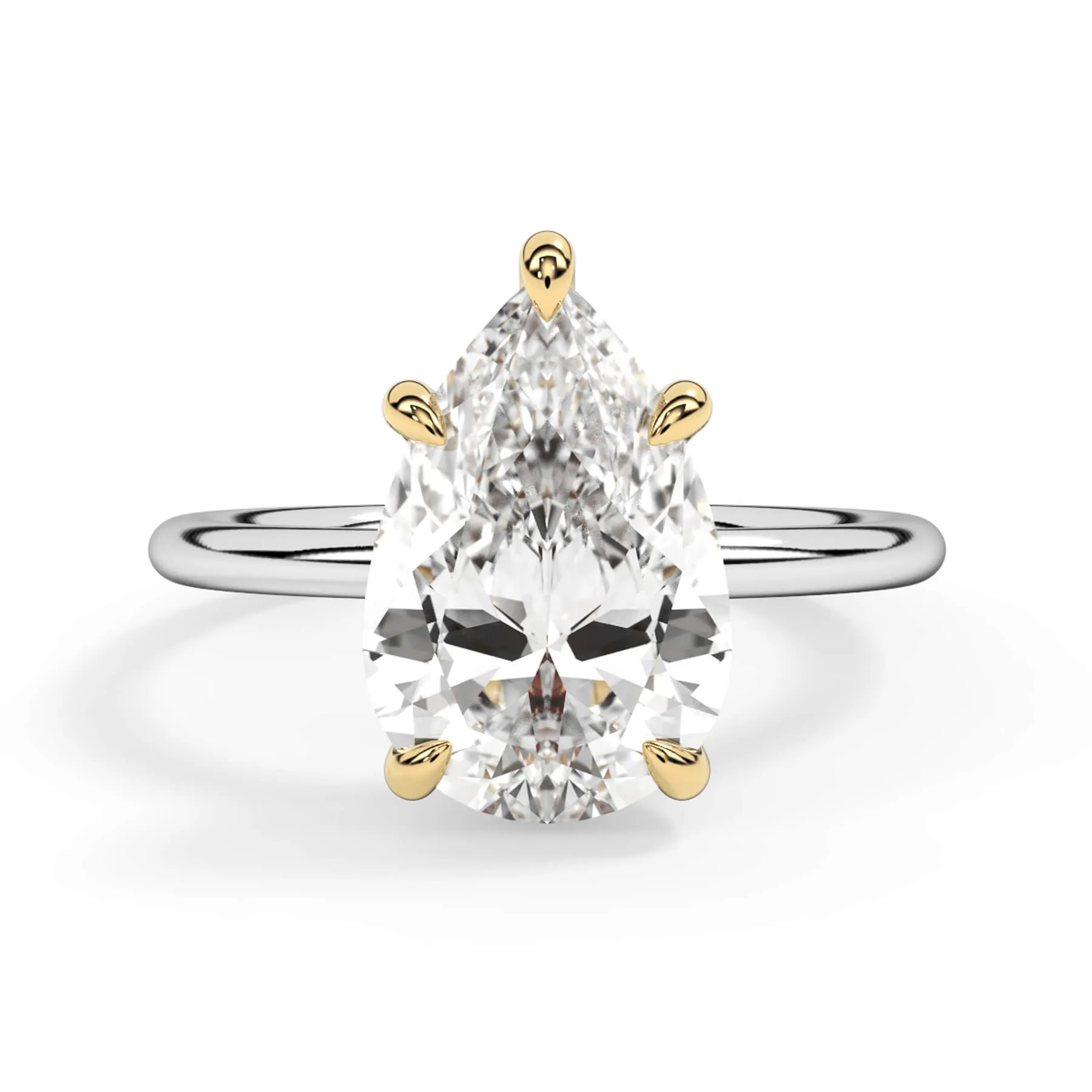 Two-Tone Basket Style Solitaire Engagement Ring - Yellow Gold Head